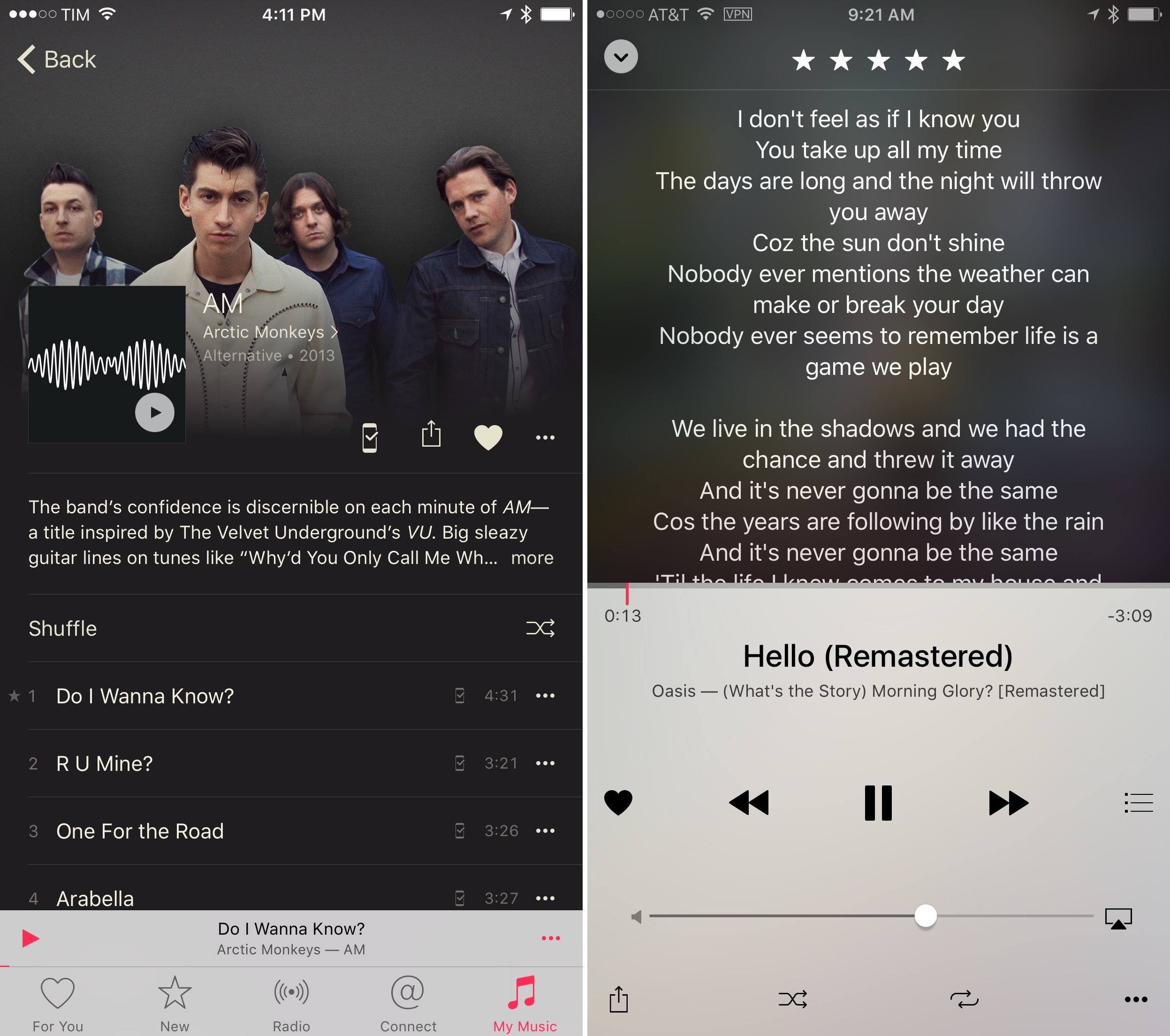 New popularity indicators and lyrics view in iOS 9.3.