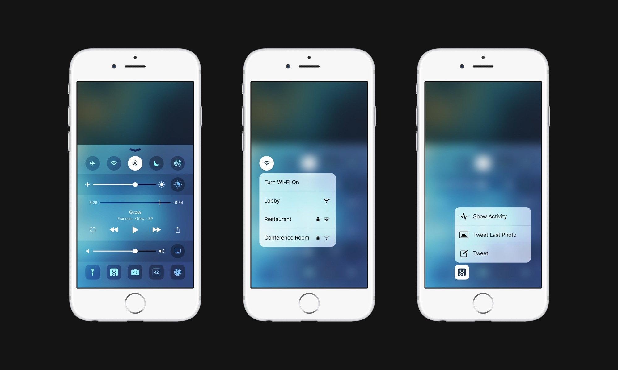A customizable Control Center with adjustable toggles.