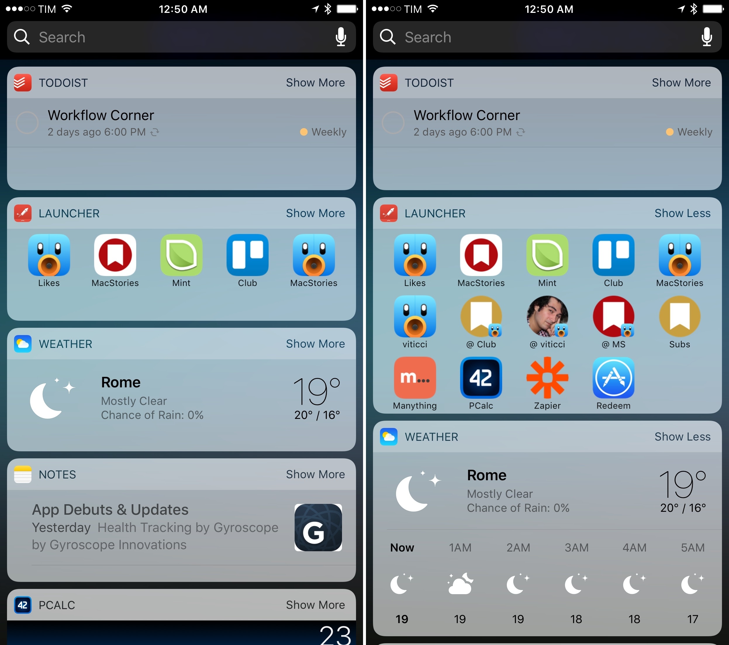 Compact and expanded widgets.