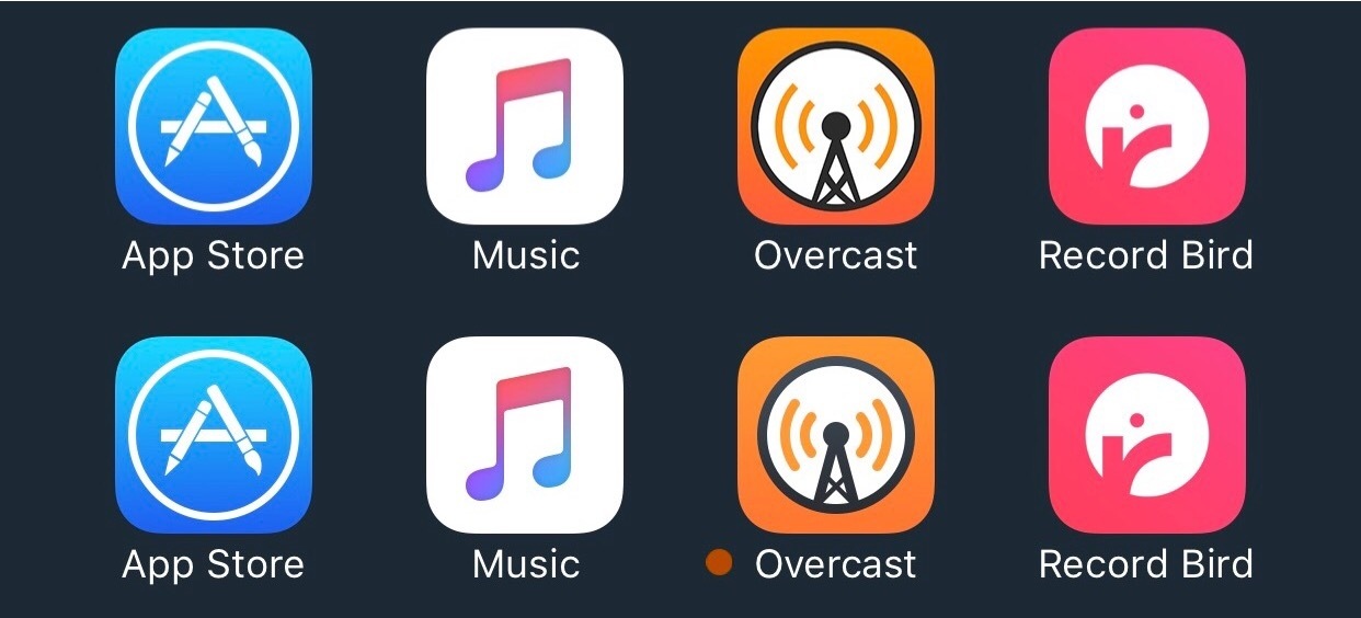 Overcast's old icon (top) vs. the redesign in 3.0.