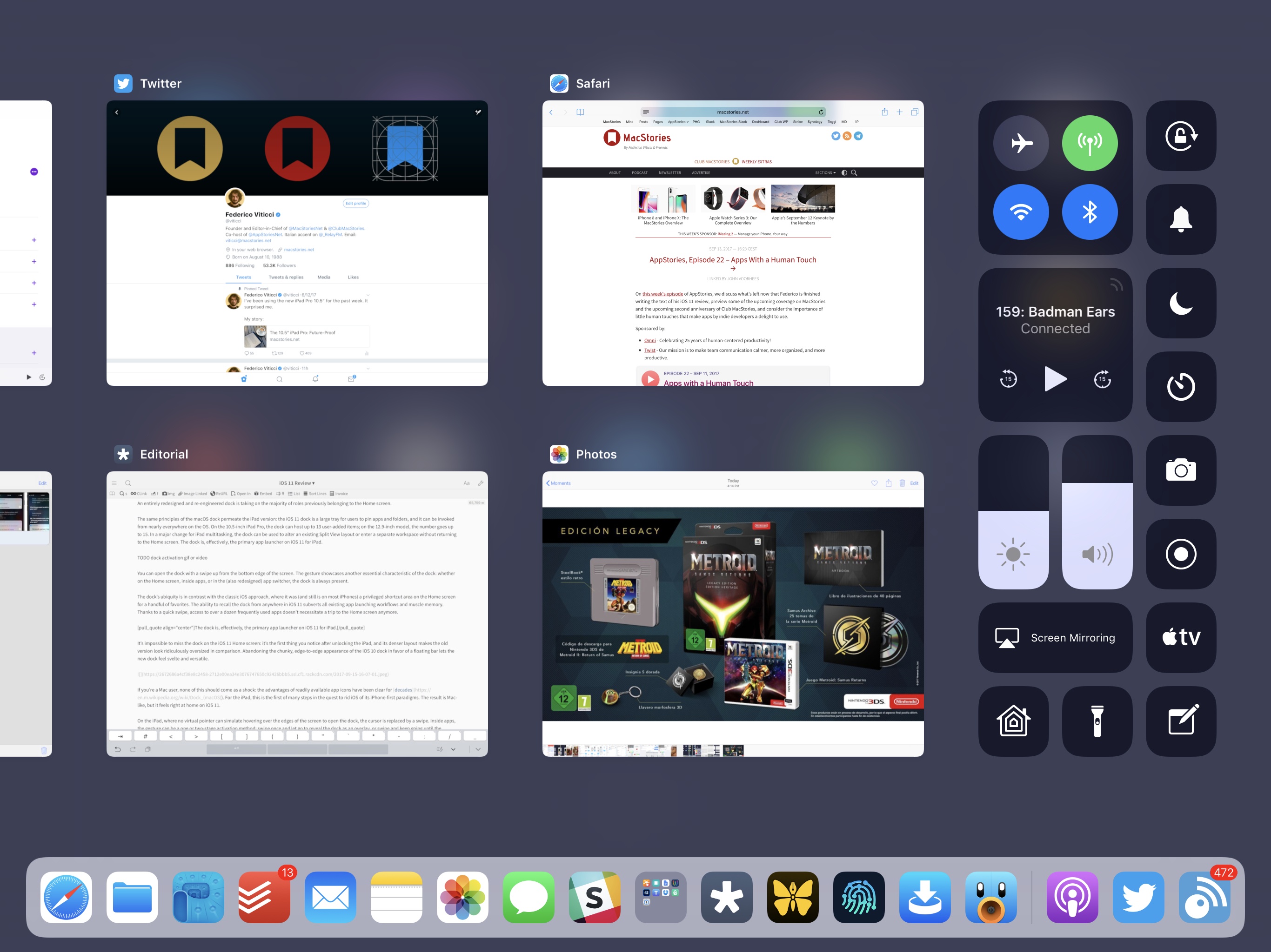 The dock in the new app switcher.