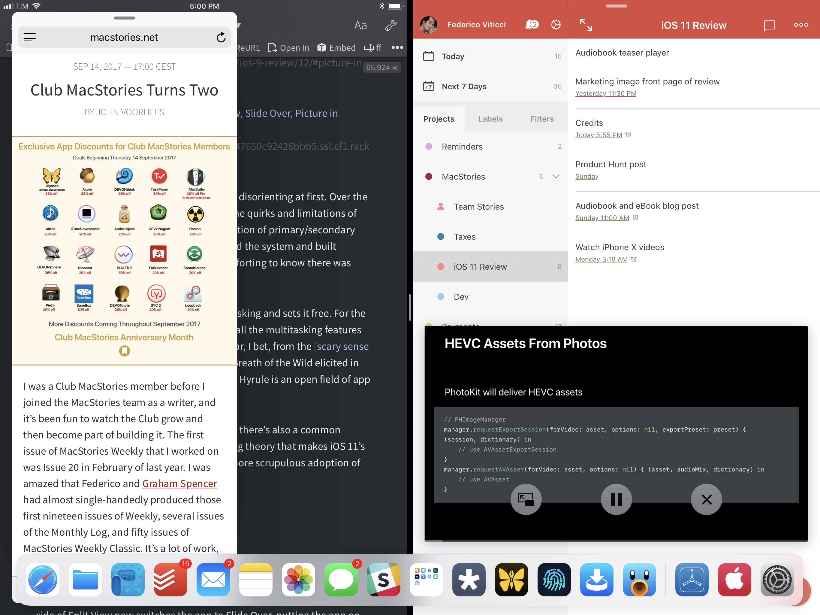 The new age of iPad multitasking: Split View, Slide Over, Picture in Picture, and the dock.