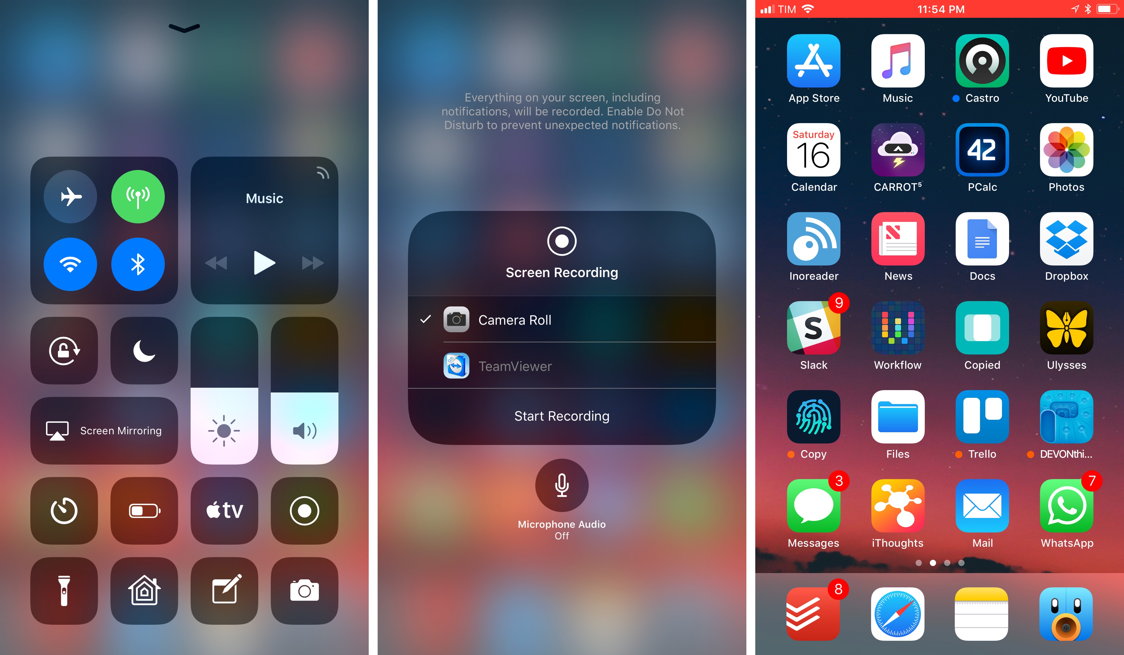You can record your iOS device's screen from Control Center.
