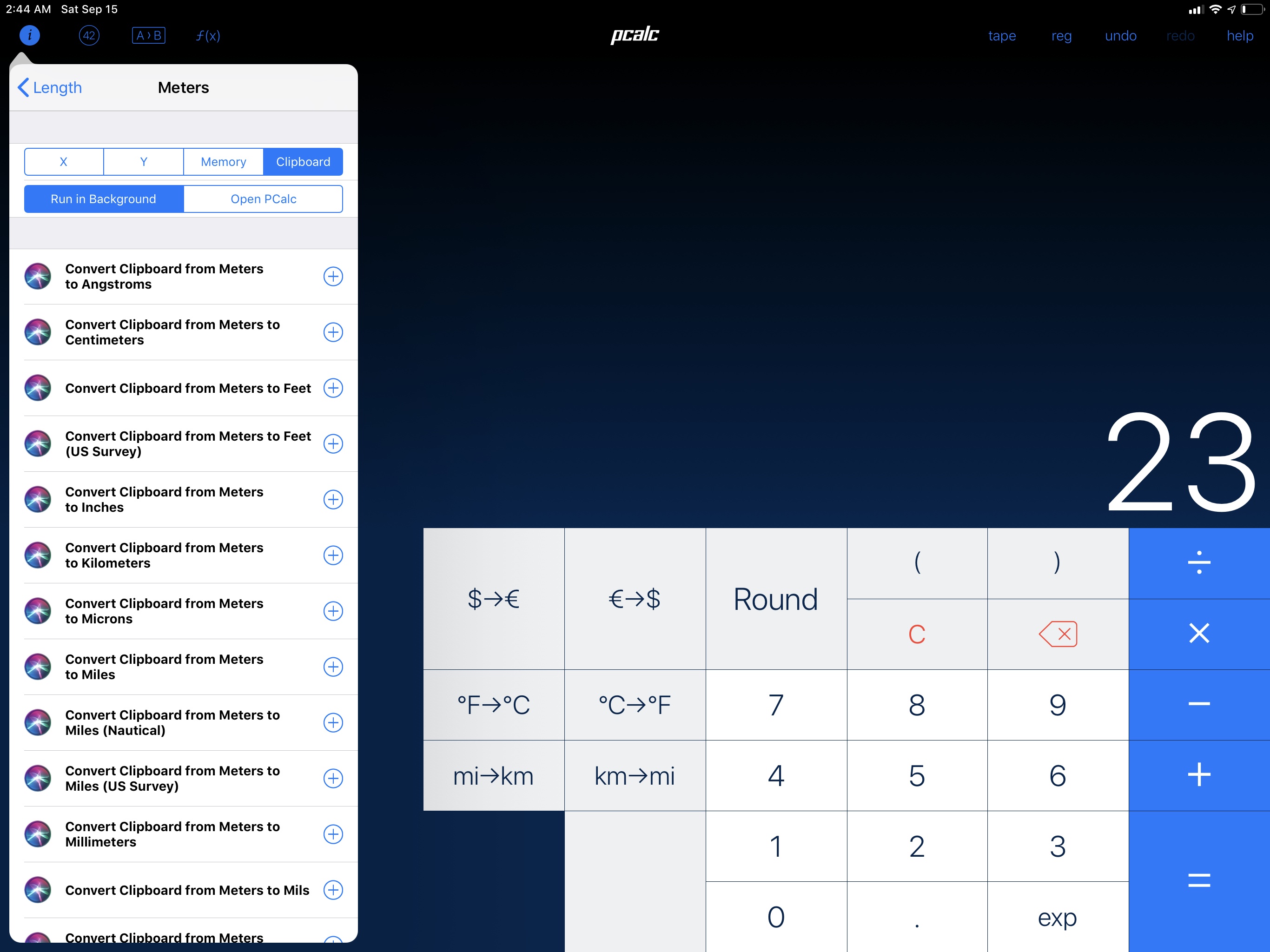Set up this way, PCalc shortcuts – whether in Siri or Search – can operate on the contents of the clipboard and return results without launching the app.