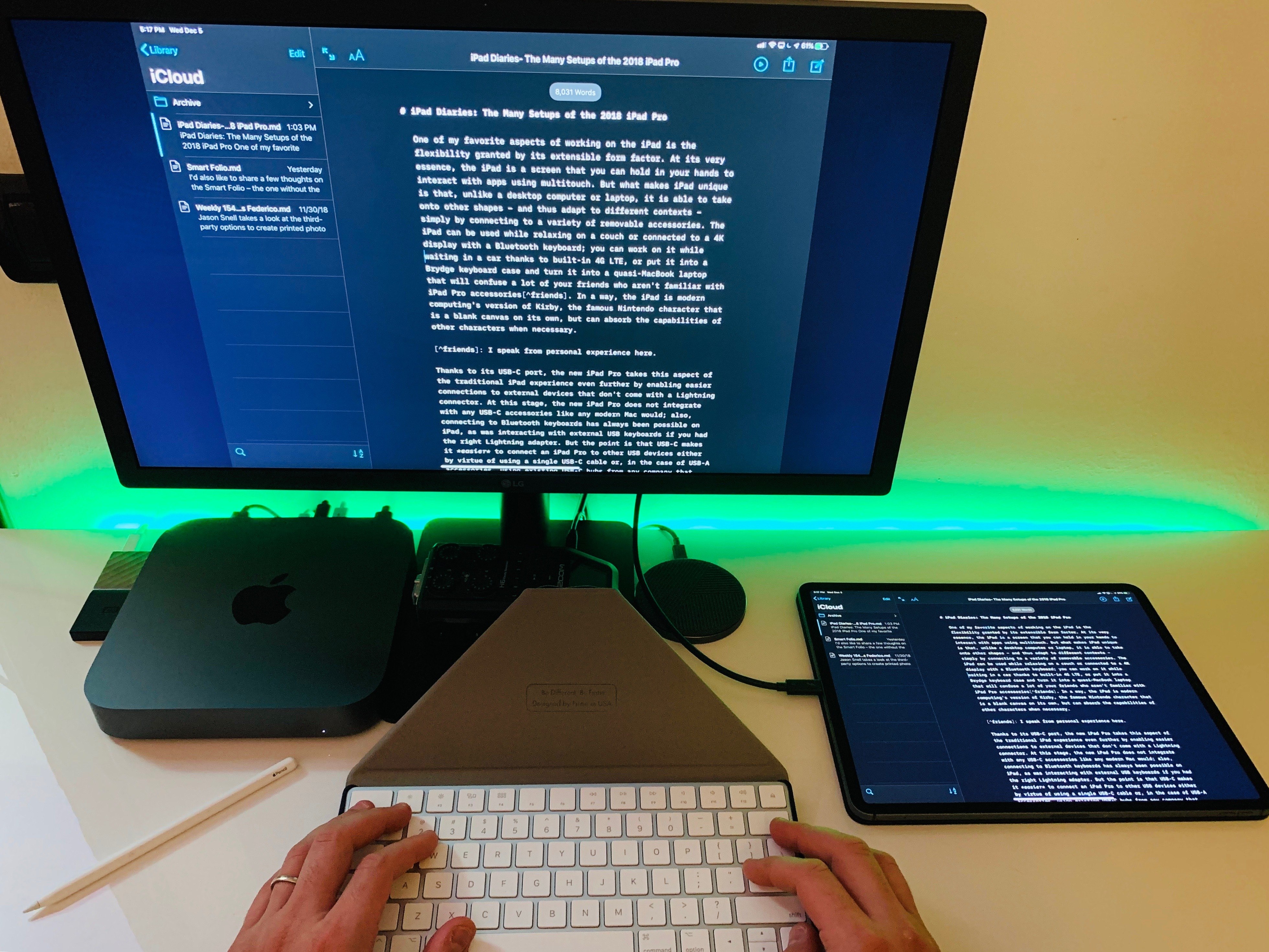 iA Writer for iPad running on an external display.