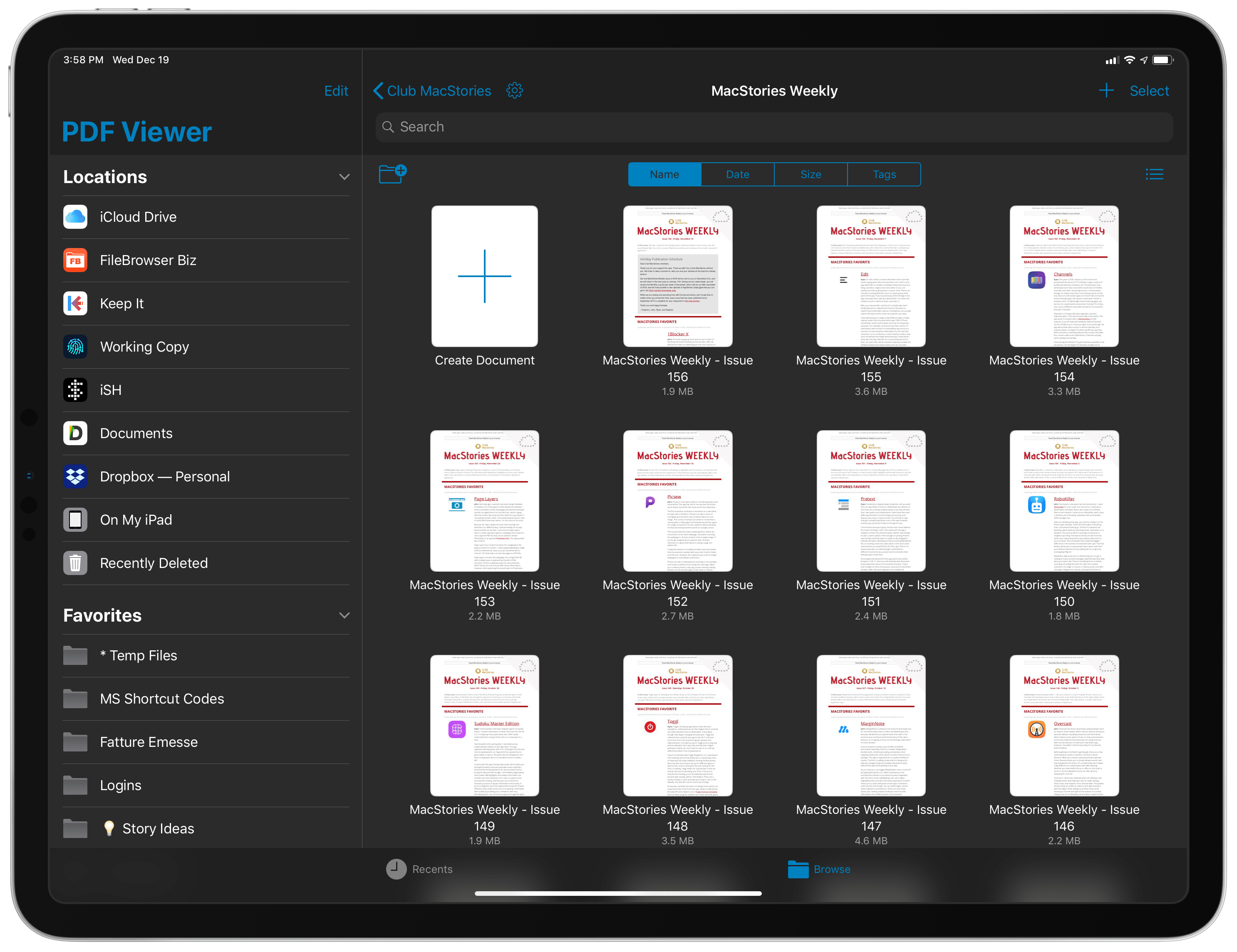 PDF Viewer uses the standard Files view as its main library page.