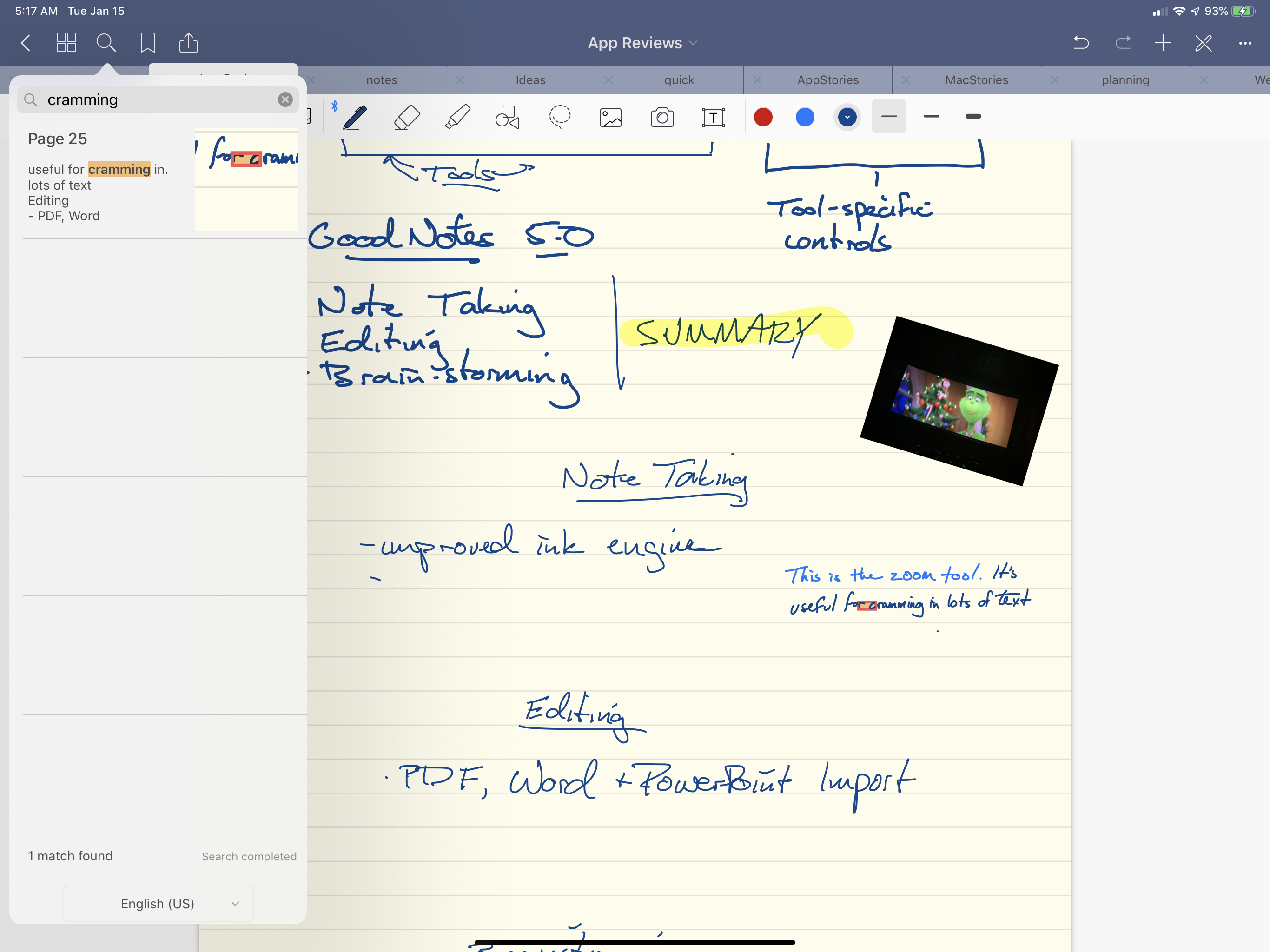 Search is also available inside individual notebooks.