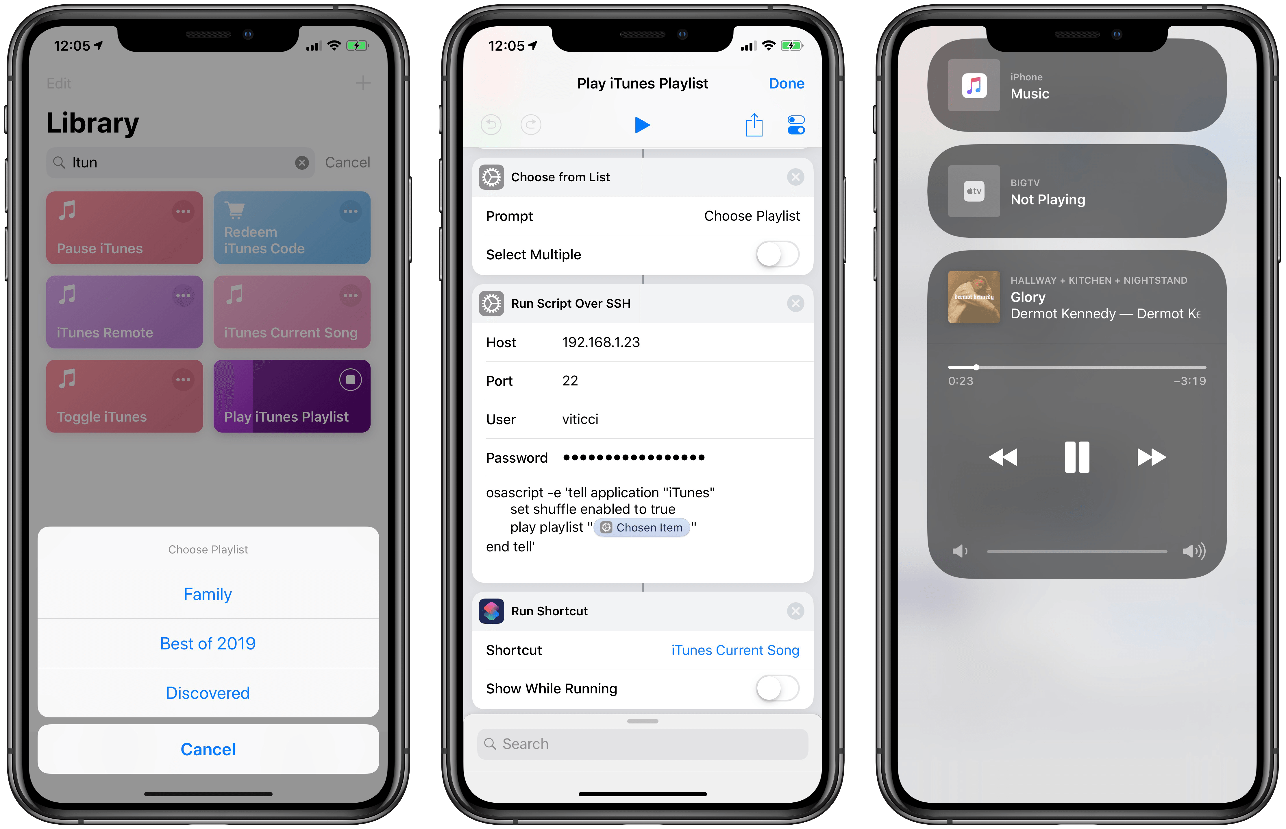 After picking a playlist from Shortcuts, you'll be able to see the song playing on HomePod (via iTunes) from Control Center.