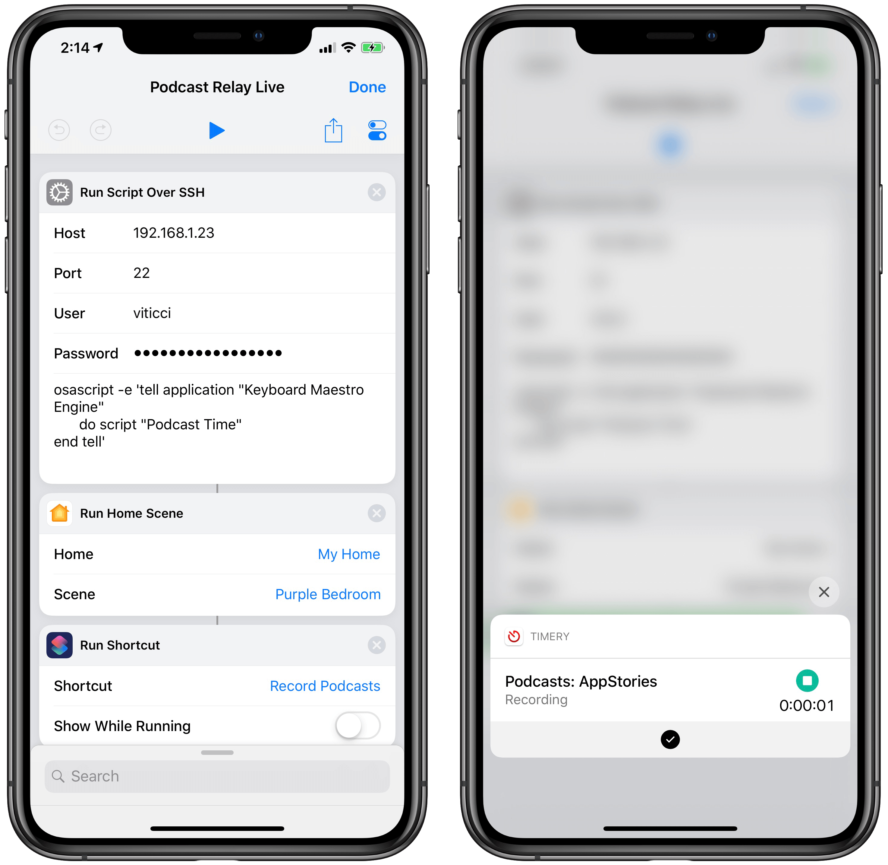 When I run the shortcut on my iPhone, nothing else is shown besides the Toggl shortcut started at the end.