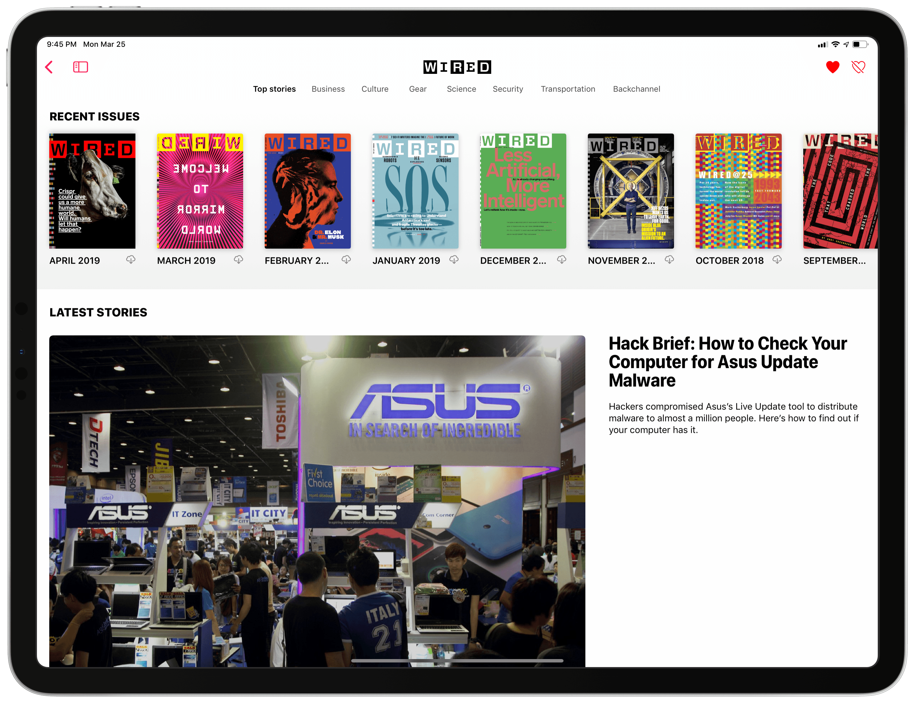 Opening an individual publication's page will show you past issues of the magazines that can be read in Apple News+. The same page can combine website stories with magazine issues.