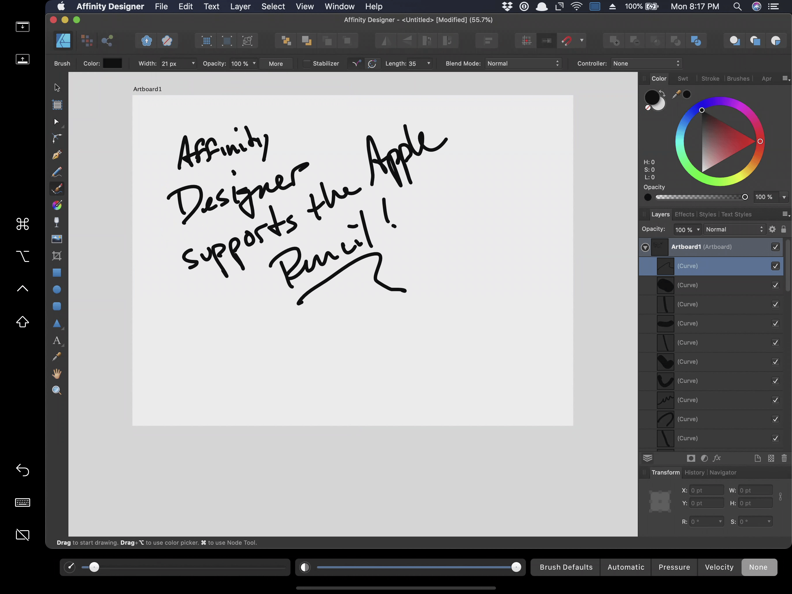 The Apple Pencil can be used to draw in Mac apps that have tablet support like Affinity Designer.