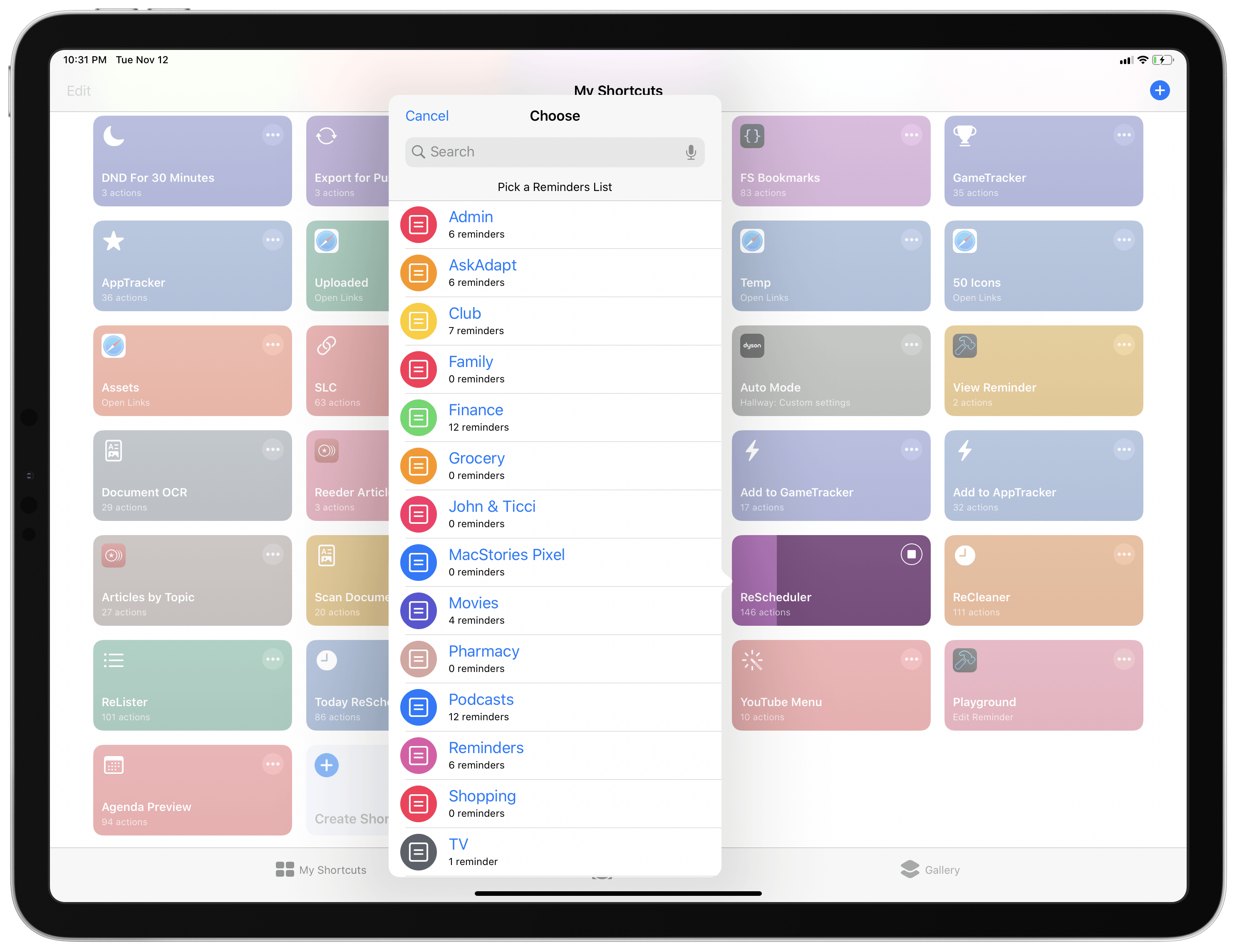 A rich menu created with Toolbox Pro in Shortcuts.