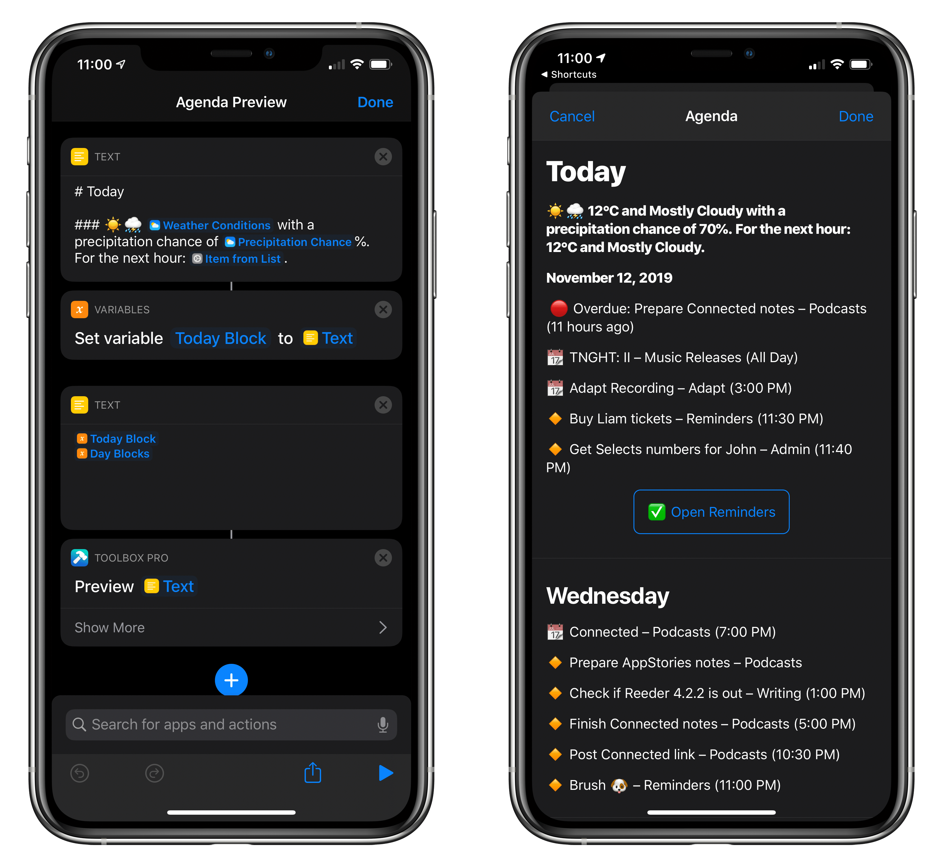 Put together variables in Shortcuts, then pass everything to Toolbox Pro to create a rich preview.