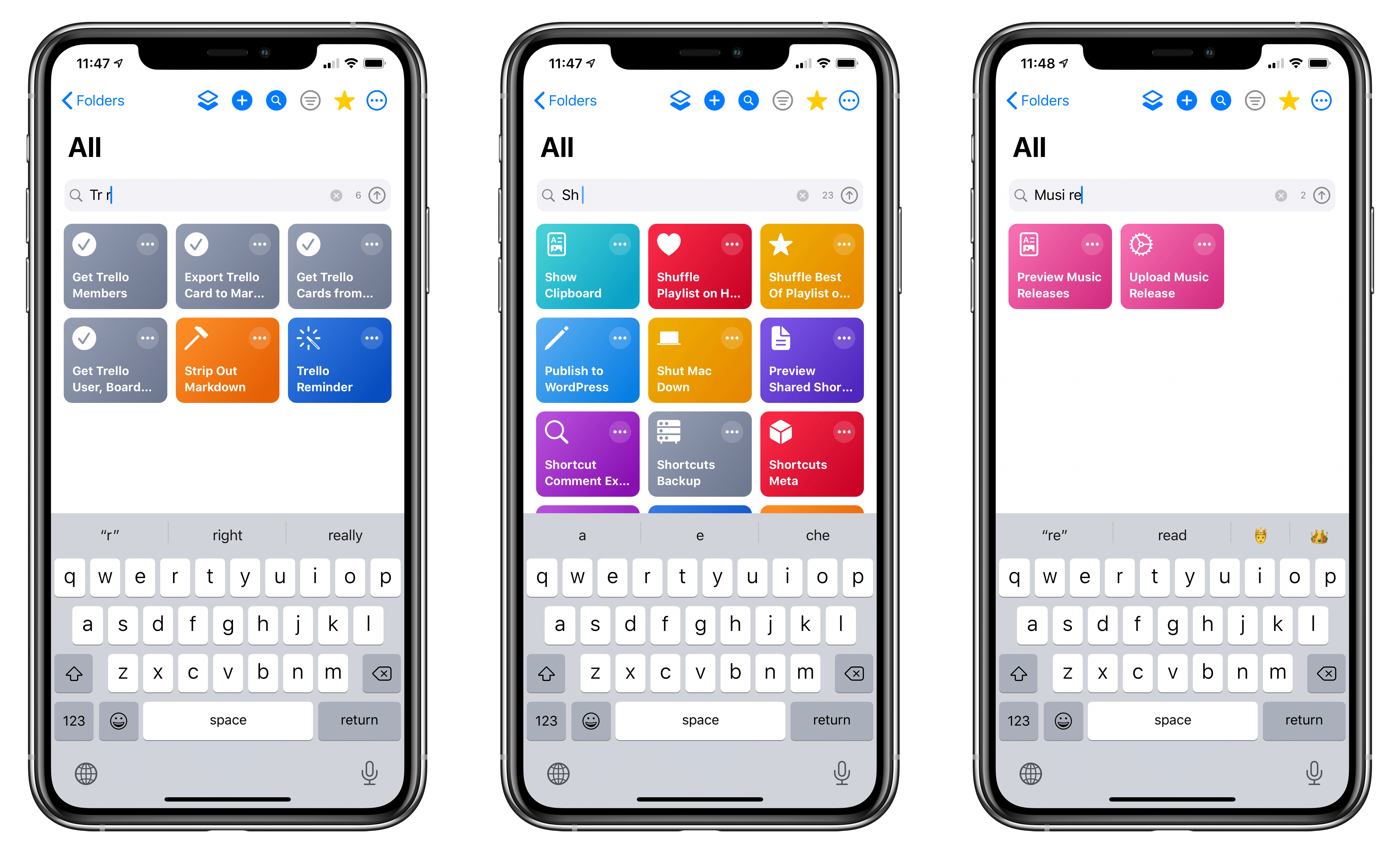 Examples of shortcuts that can be found with LaunchCuts' advanced search feature.