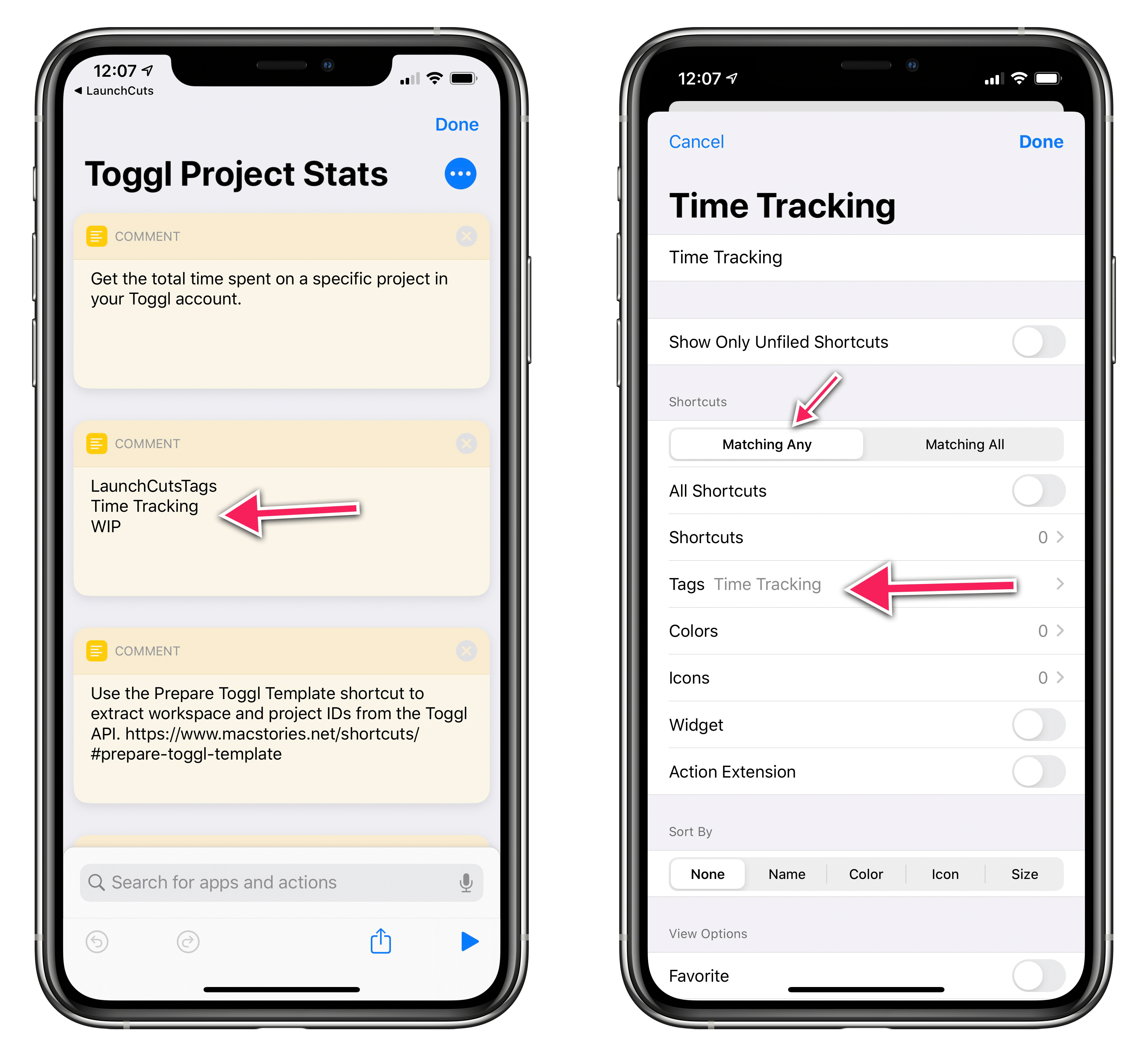 Smart folders in LaunchCuts are based on tags you add to your shortcuts.