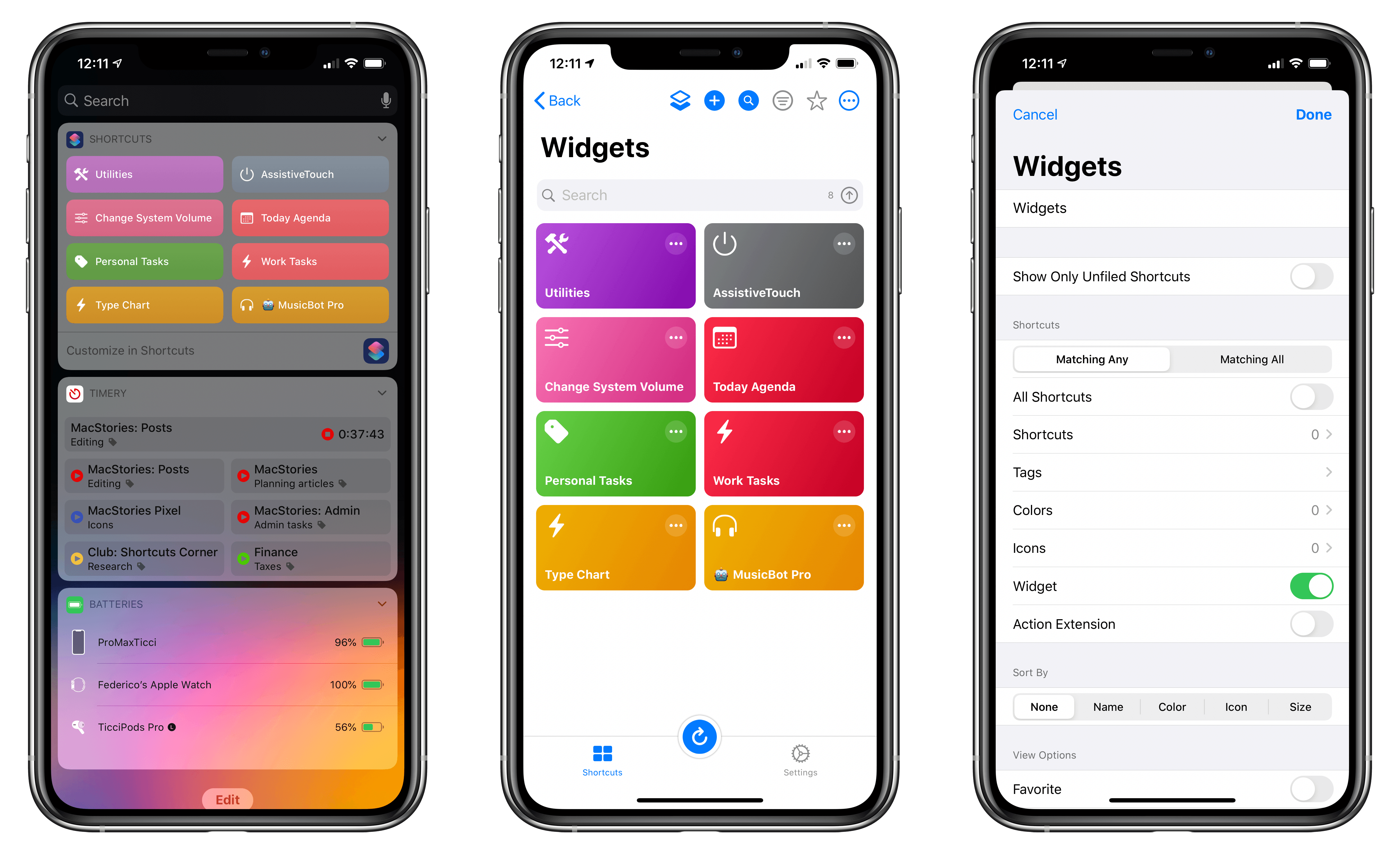 A smart folder that shows you shortcuts you've enabled as widgets.