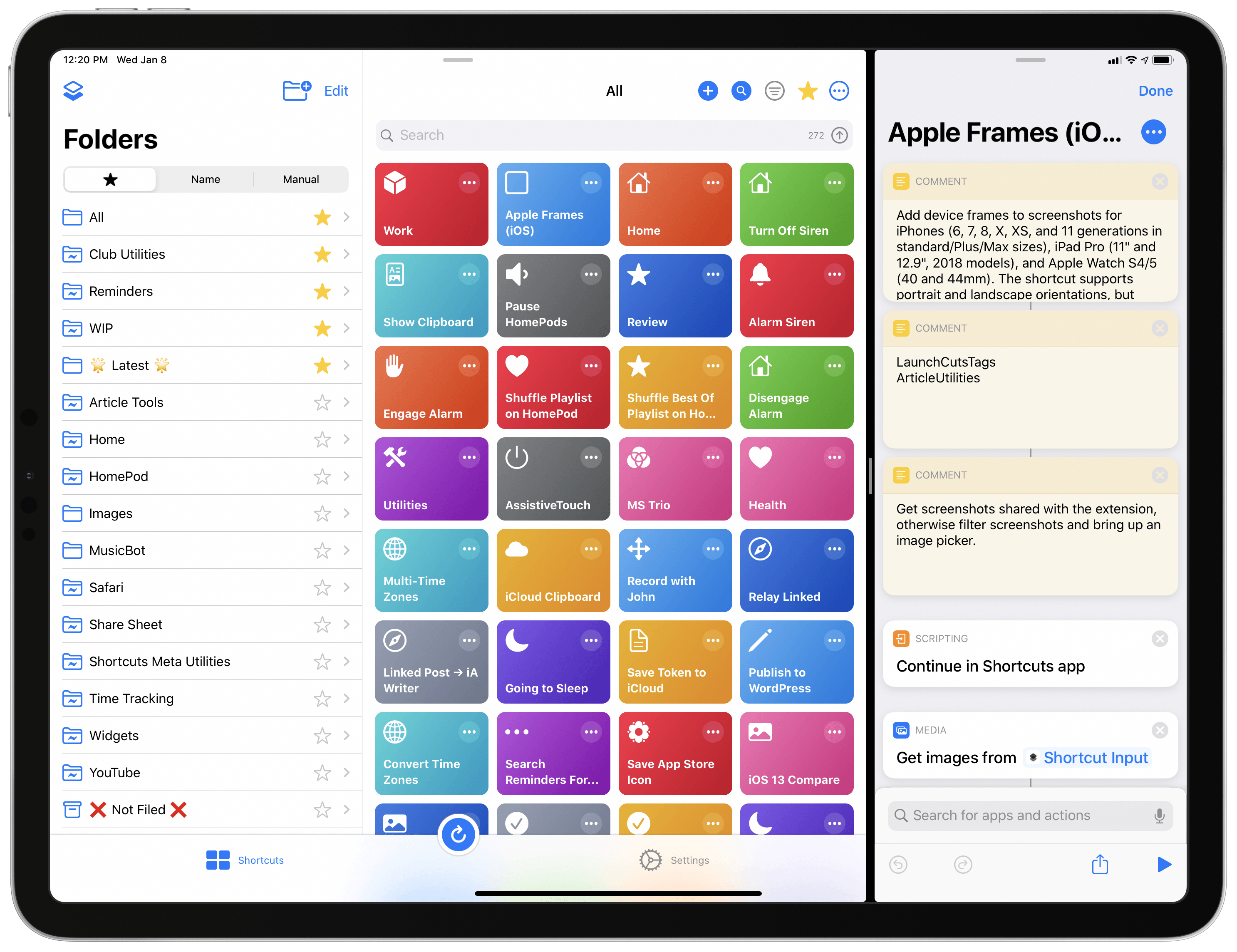 You can run LaunchCuts and Shortcuts in Split View, opening different shortcuts by tapping them in LaunchCuts.