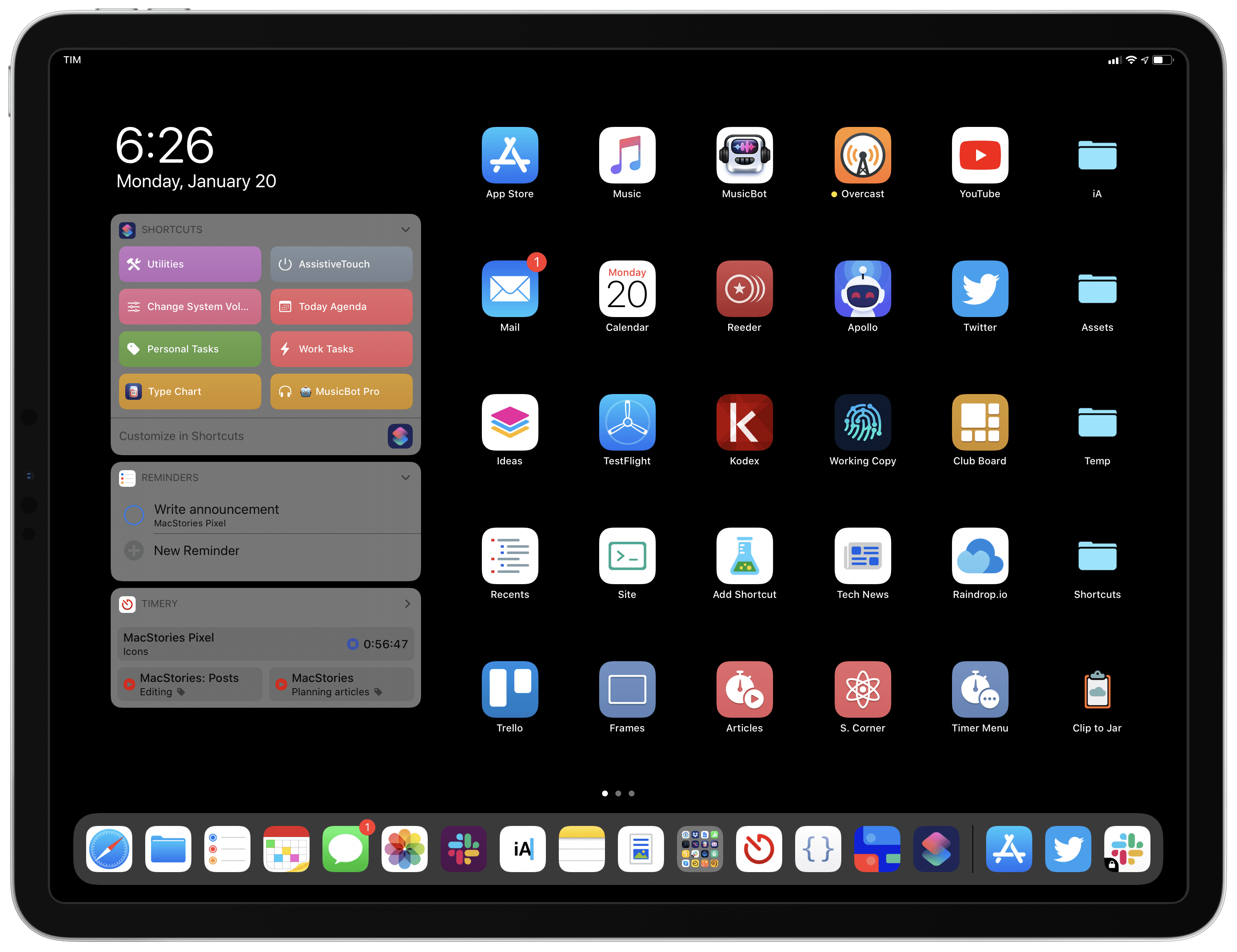 My custom iPad Home screen, powered by the Color set.