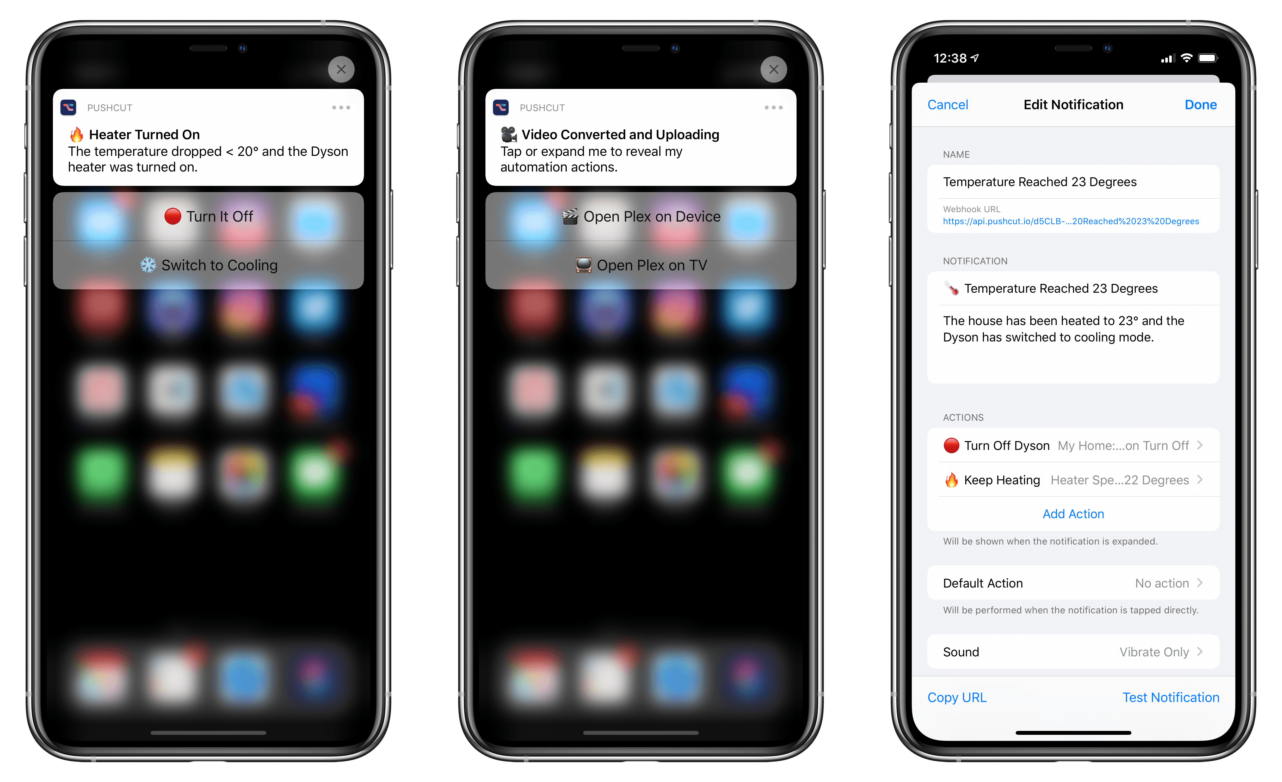 Custom notifications delivered by Pushcut.