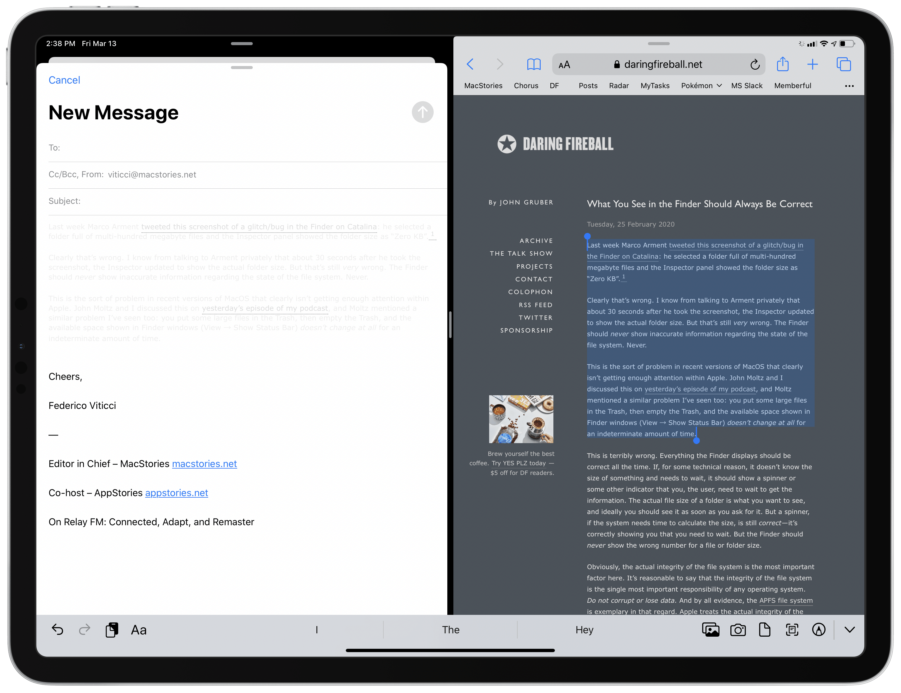 Here's what happens if you paste rich text copied from Safari into a Mail message.