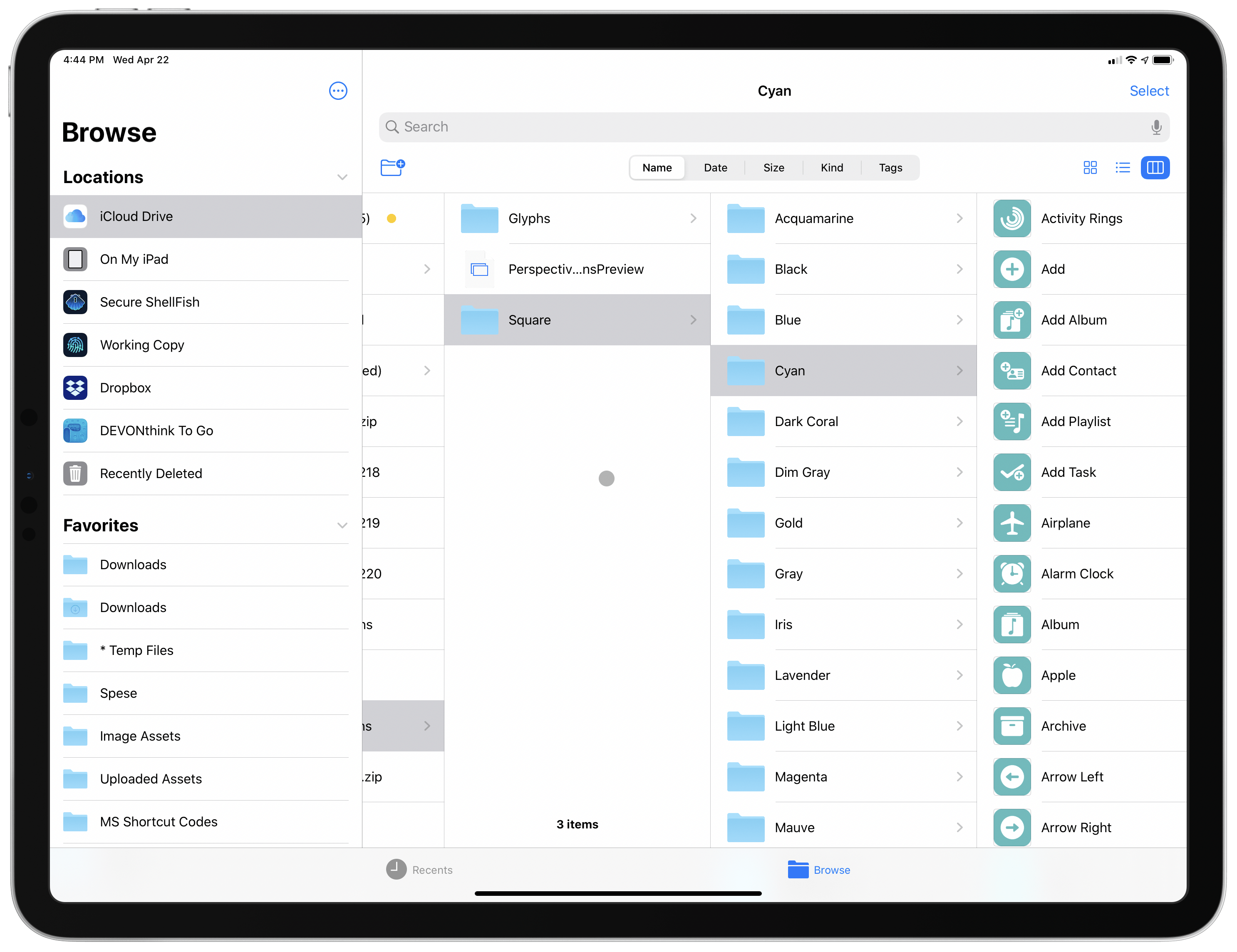The folder structure of MacStories Perspective Icons.