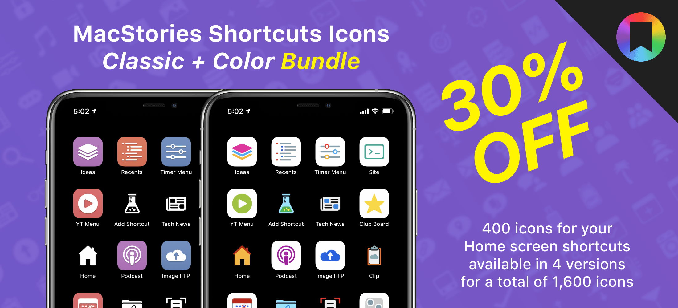 The Shortcuts Icons Bundle edition is now available at 30% off.