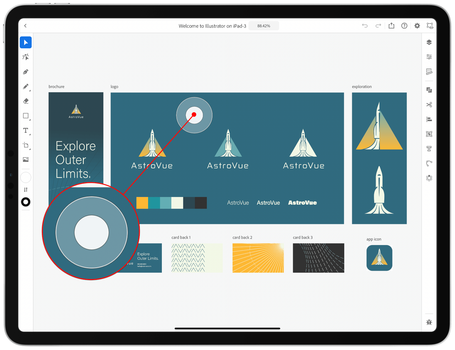 Illustrator's touch shortcut UI, first introduced with Photoshop for iPad.
