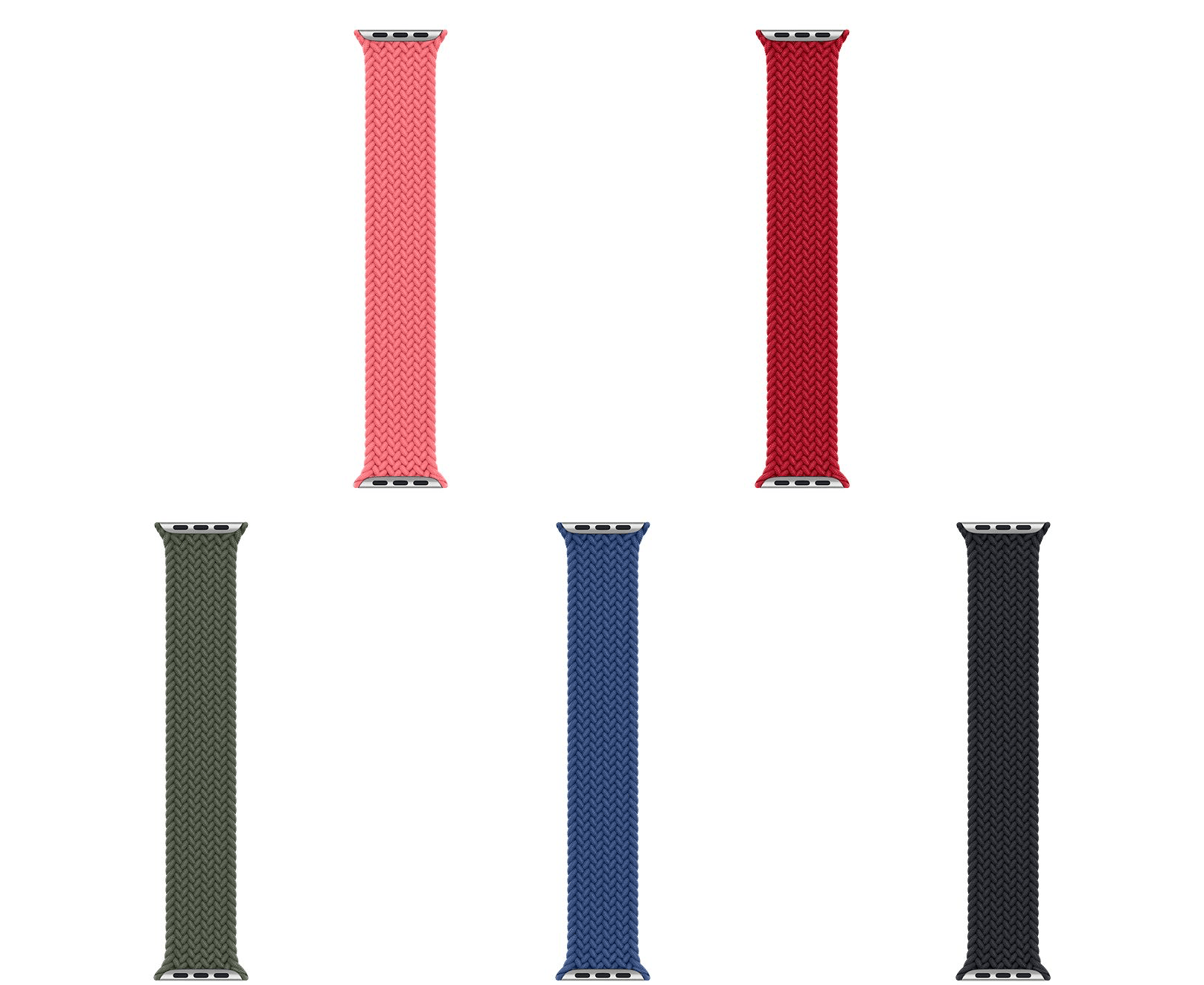 There are five colors of Braided Solo Loop bands.