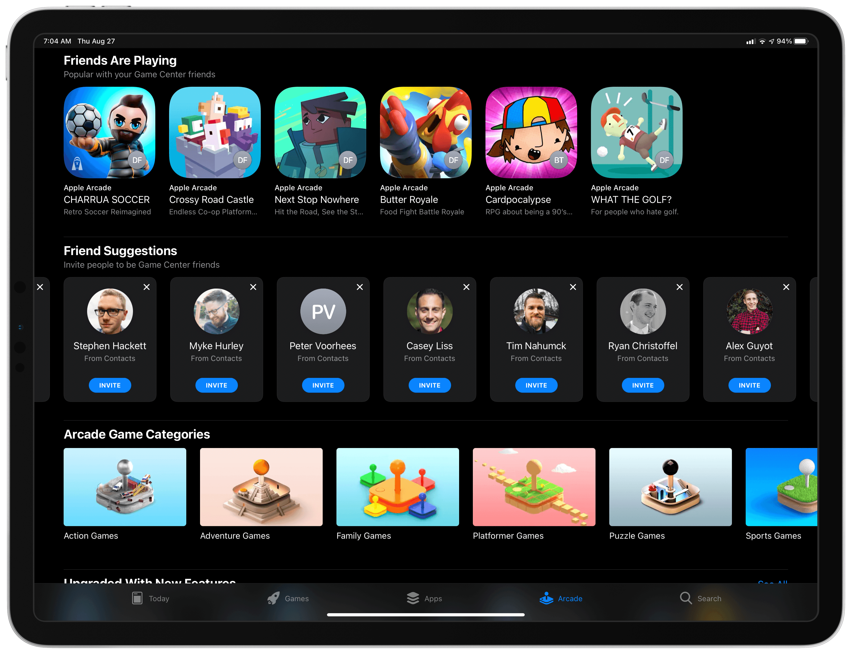 The App Store includes friends suggestions and details on what your friends are playing.