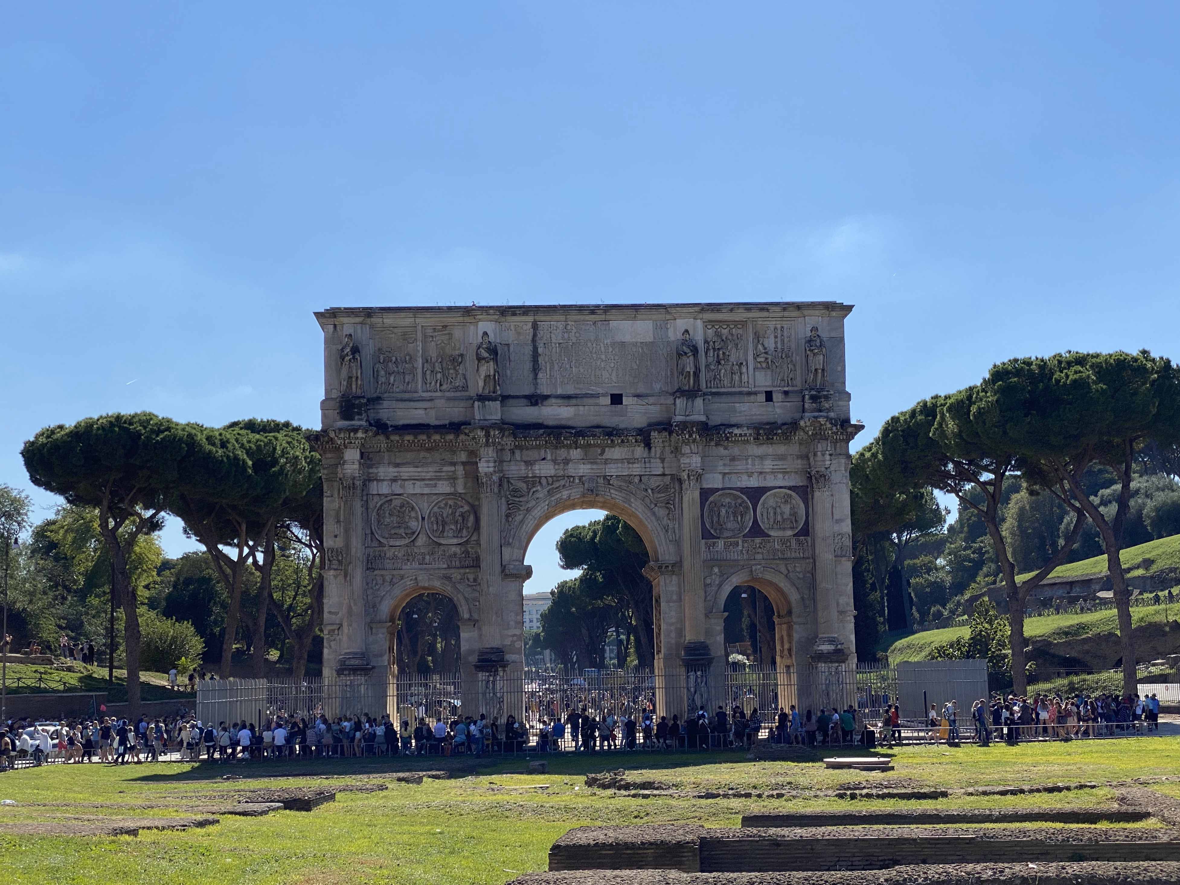 The Arch of Constantine, constructed between 312 and 315, captured with the telephoto camera.