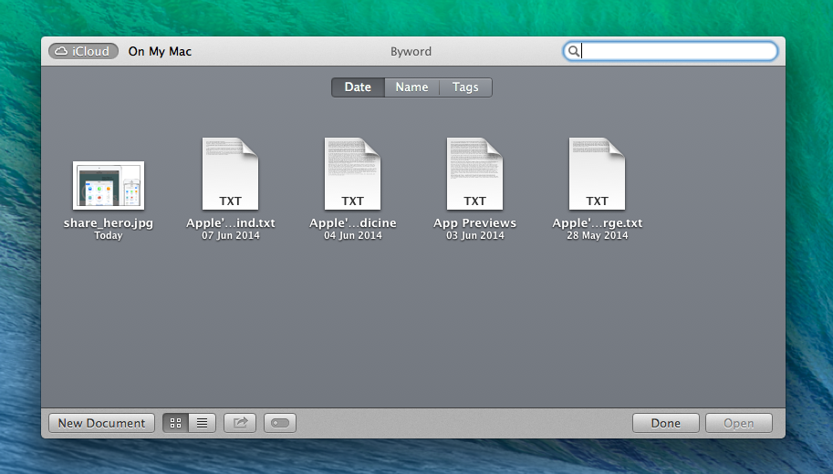 An iCloud Document Library on OS X.