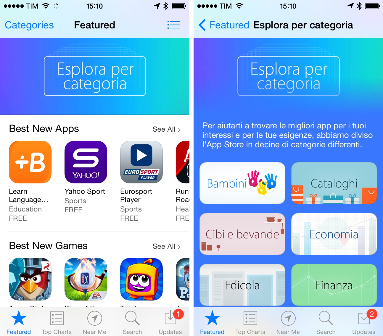 Apple's promotion for curated categories on the Italian App Store.