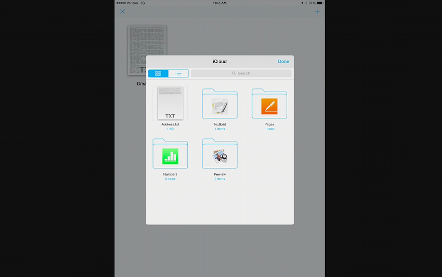 The iOS 8 document picker, from Apple's developer session.