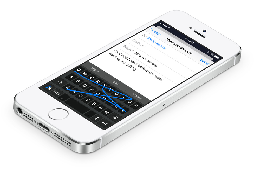A third-party keyboard on iOS 8. (Source: Apple.com)