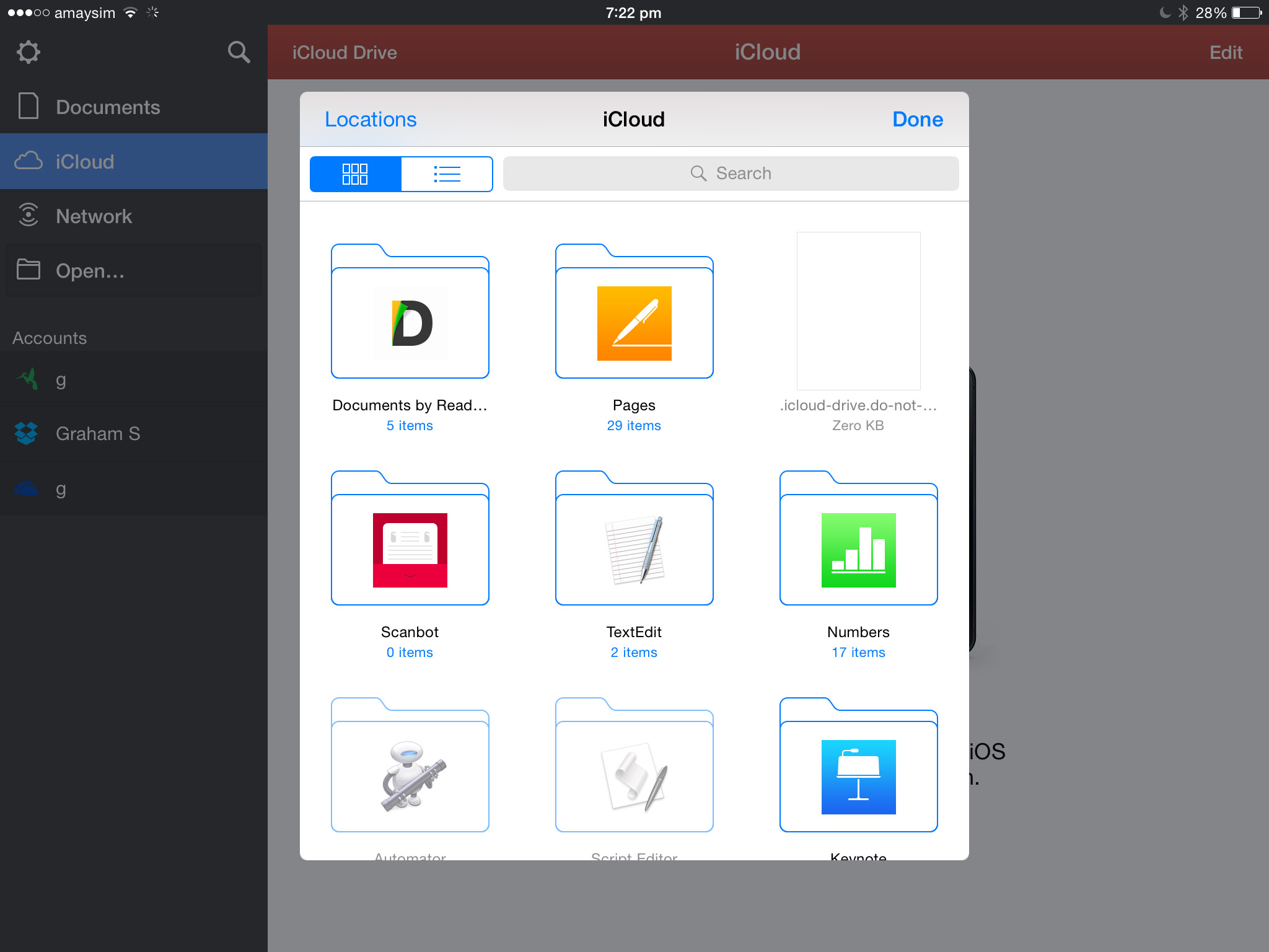 The iCloud Drive Document Picker in PDF Expert.