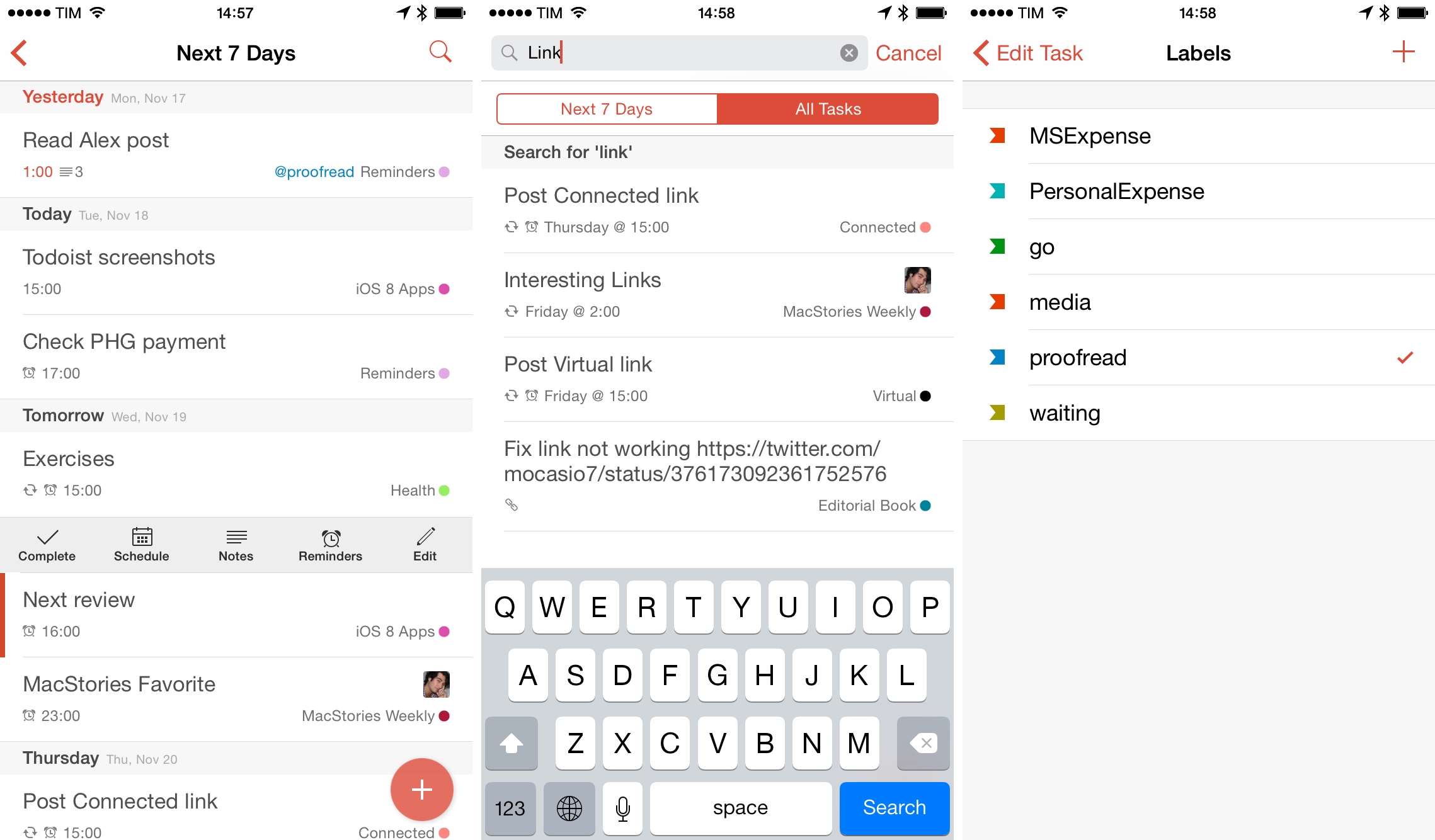 Todoist has a clean interface with a focus on text and colors.