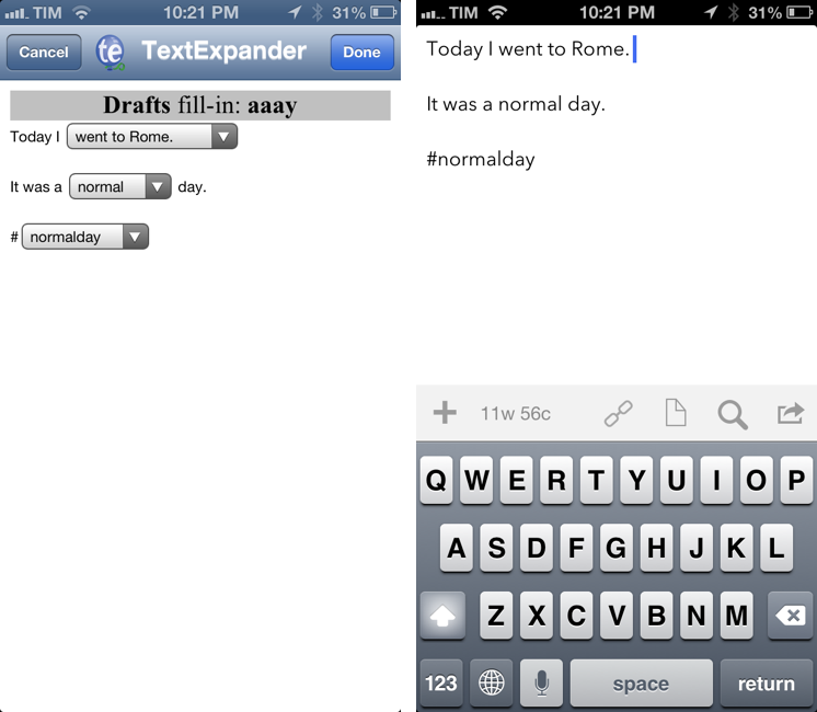 TextExpander touch 2.0