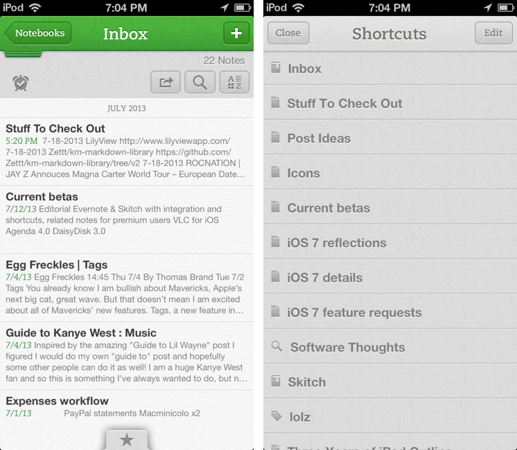 Evernote 5.4 for iOS