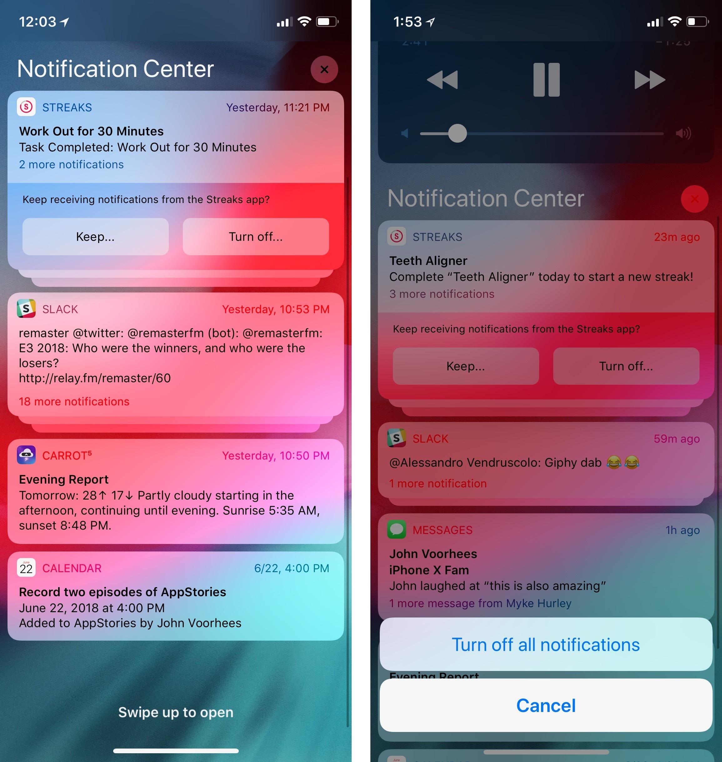 Siri can suggest turning off notifications with low engagement.