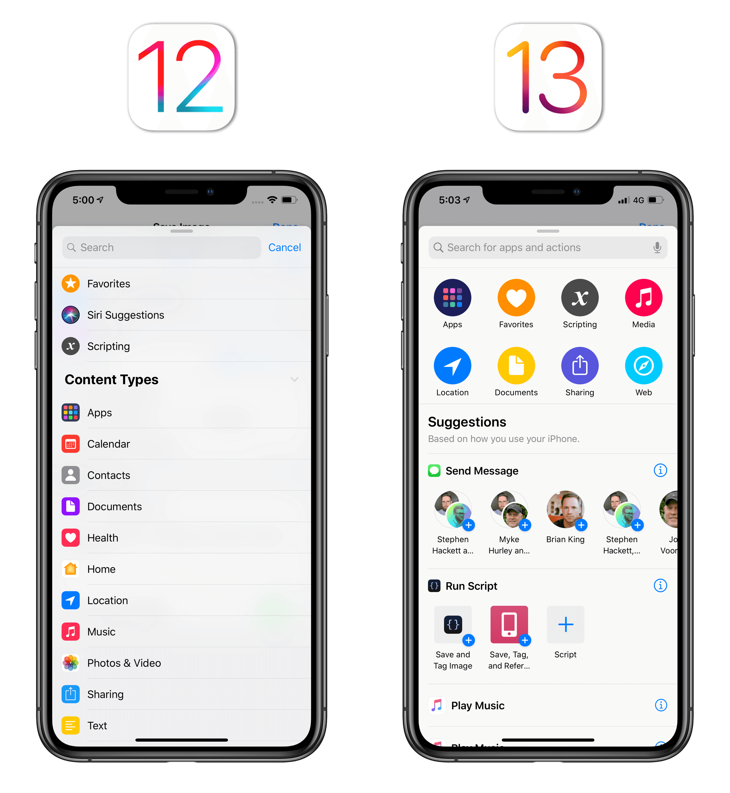 In iOS 13, Shortcuts surfaces suggestions for app actions with specific parameters already filled in.