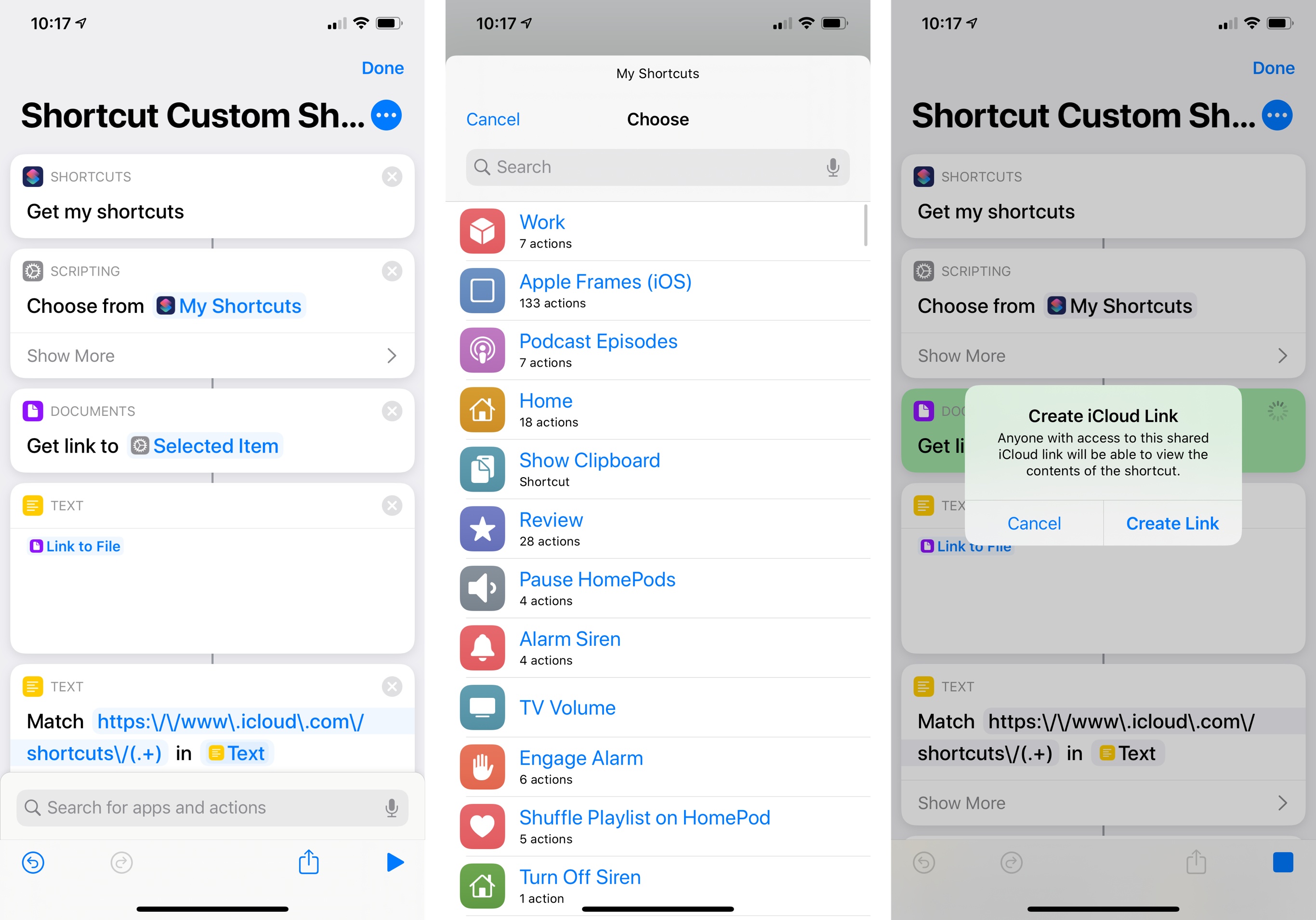 Automating shortcut sharing in iOS 13.1.