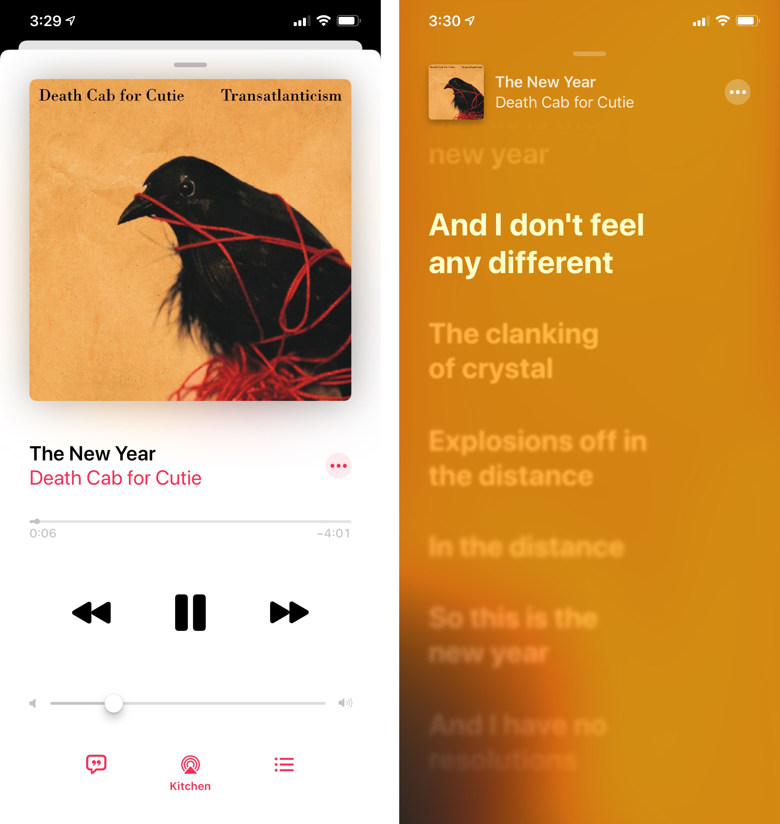 Time-synced lyrics in iOS 13.