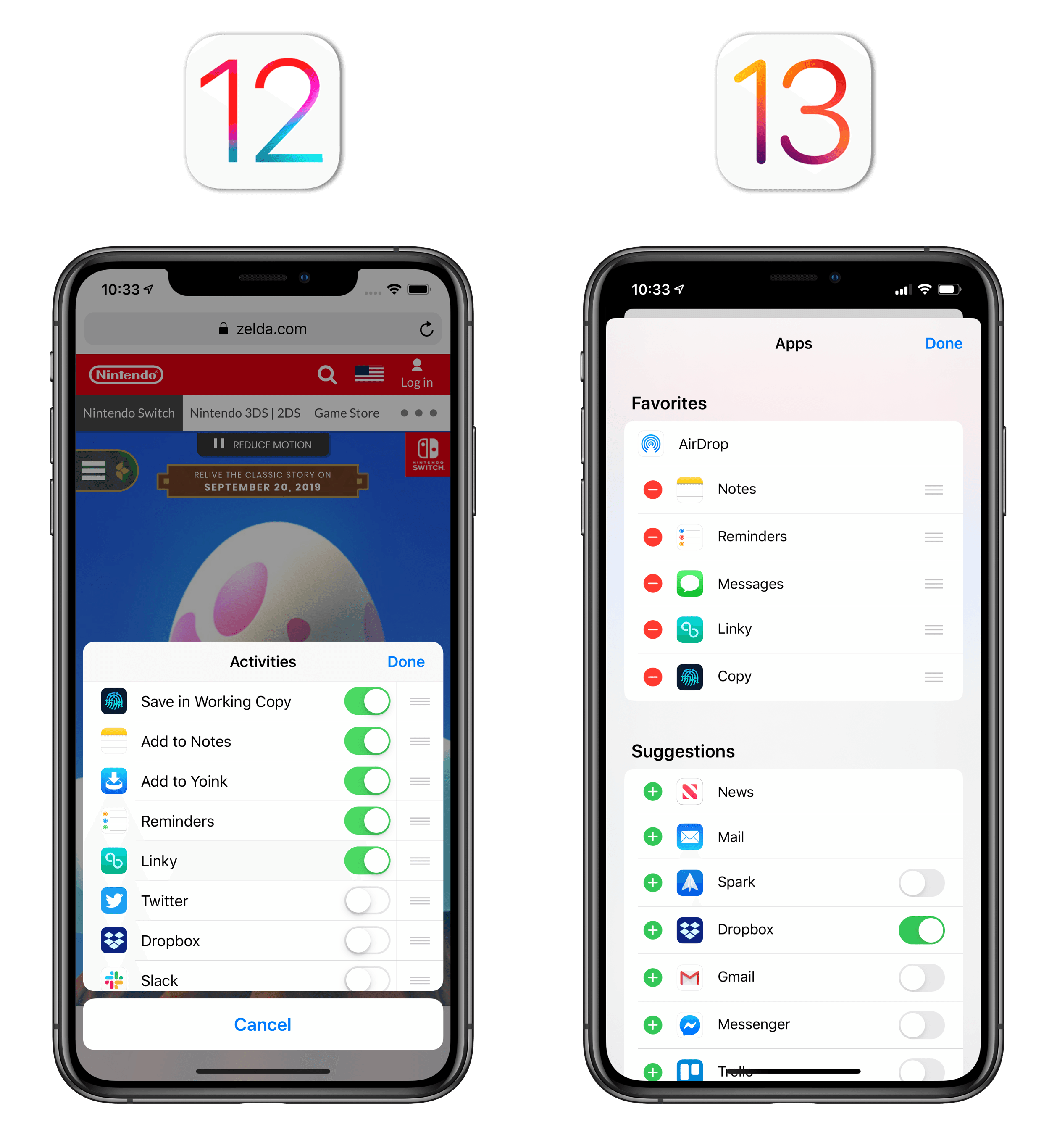 Configuring share extensions in iOS 12 and iOS 13.