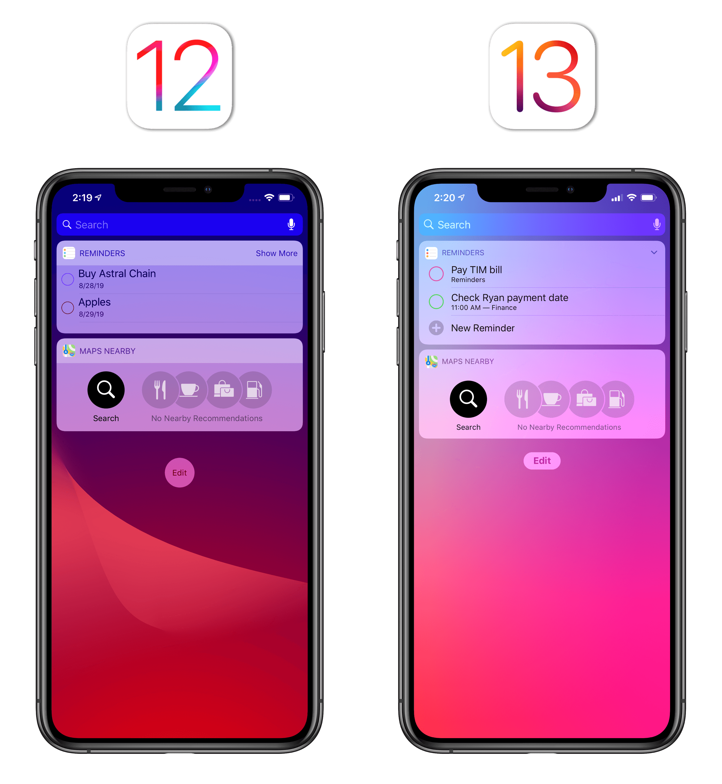 The refreshed look for widgets in iOS 13.