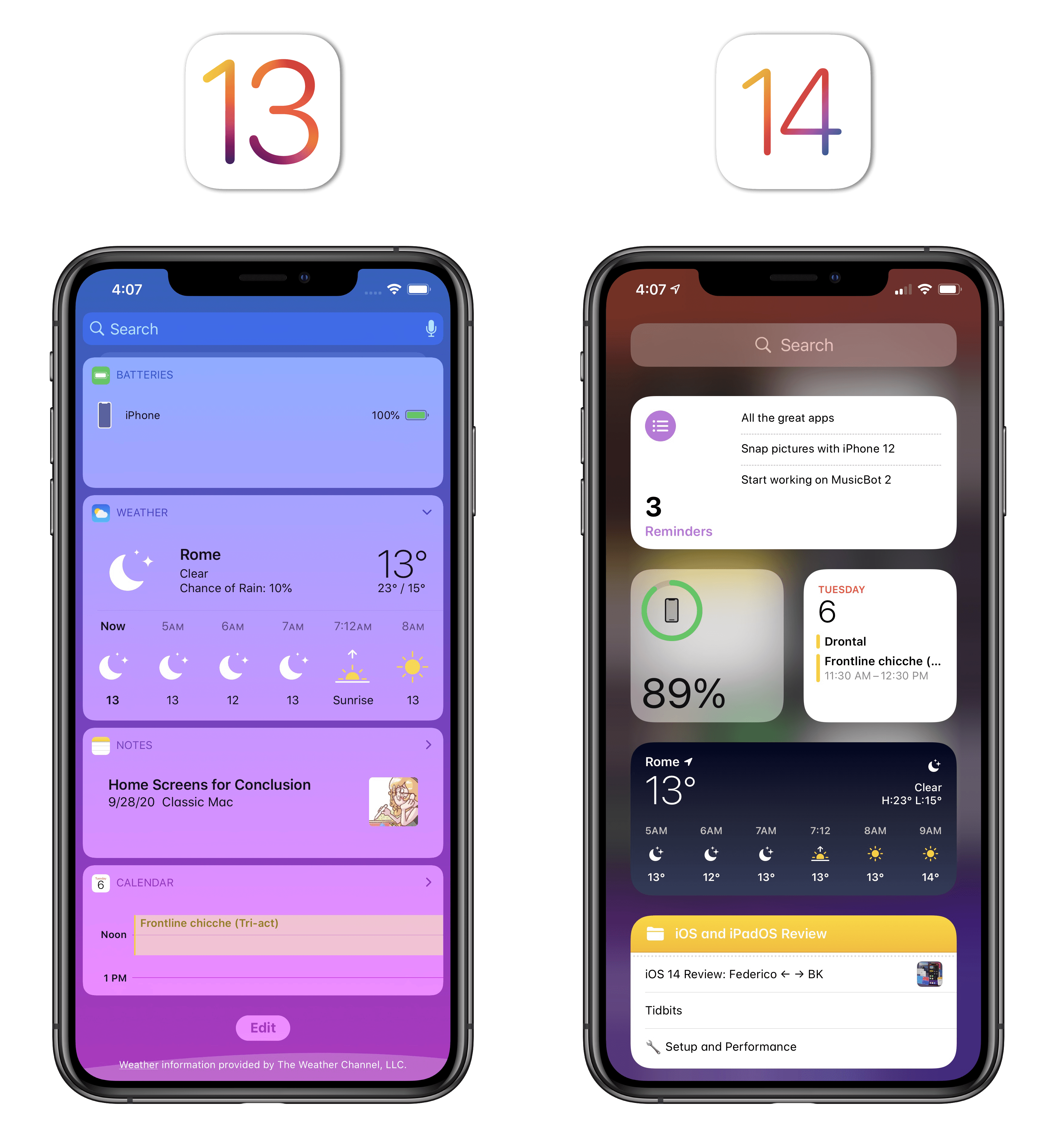 The difference between widgets in iOS 13 and 14 is striking.