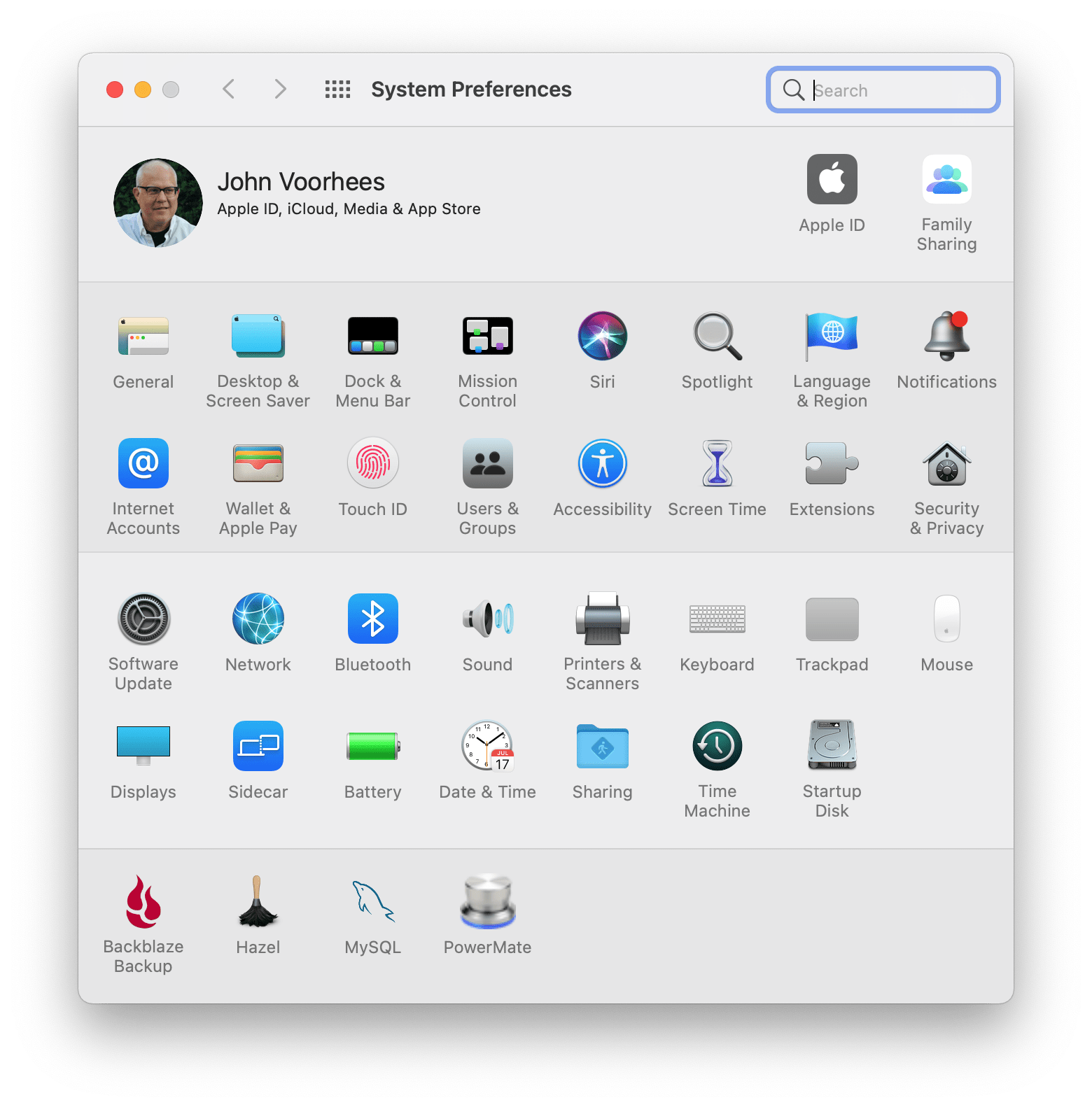 System Preferences includes a new set of icons to match Big Sur's redesign.