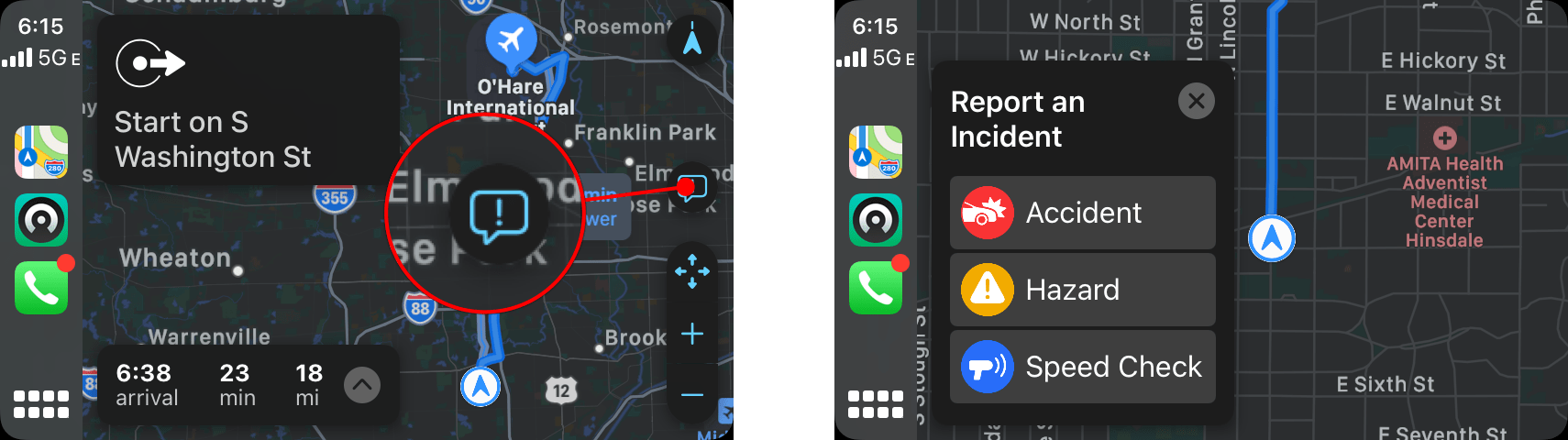 Submitting a report using CarPlay