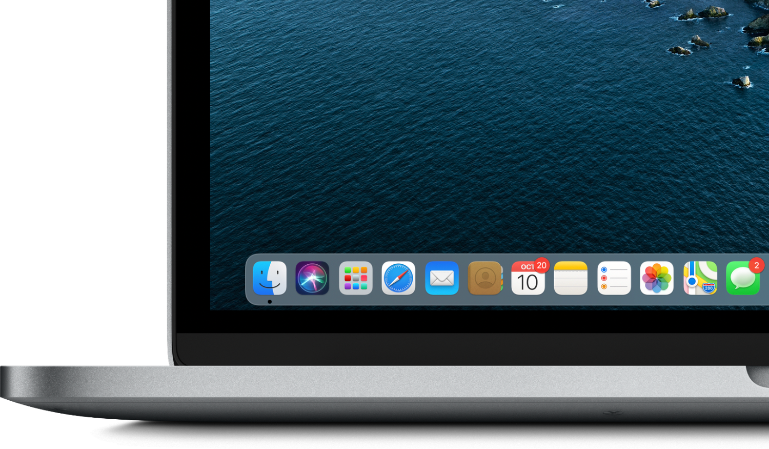 Big Sur's floating Dock and iPad-inspired app icons.