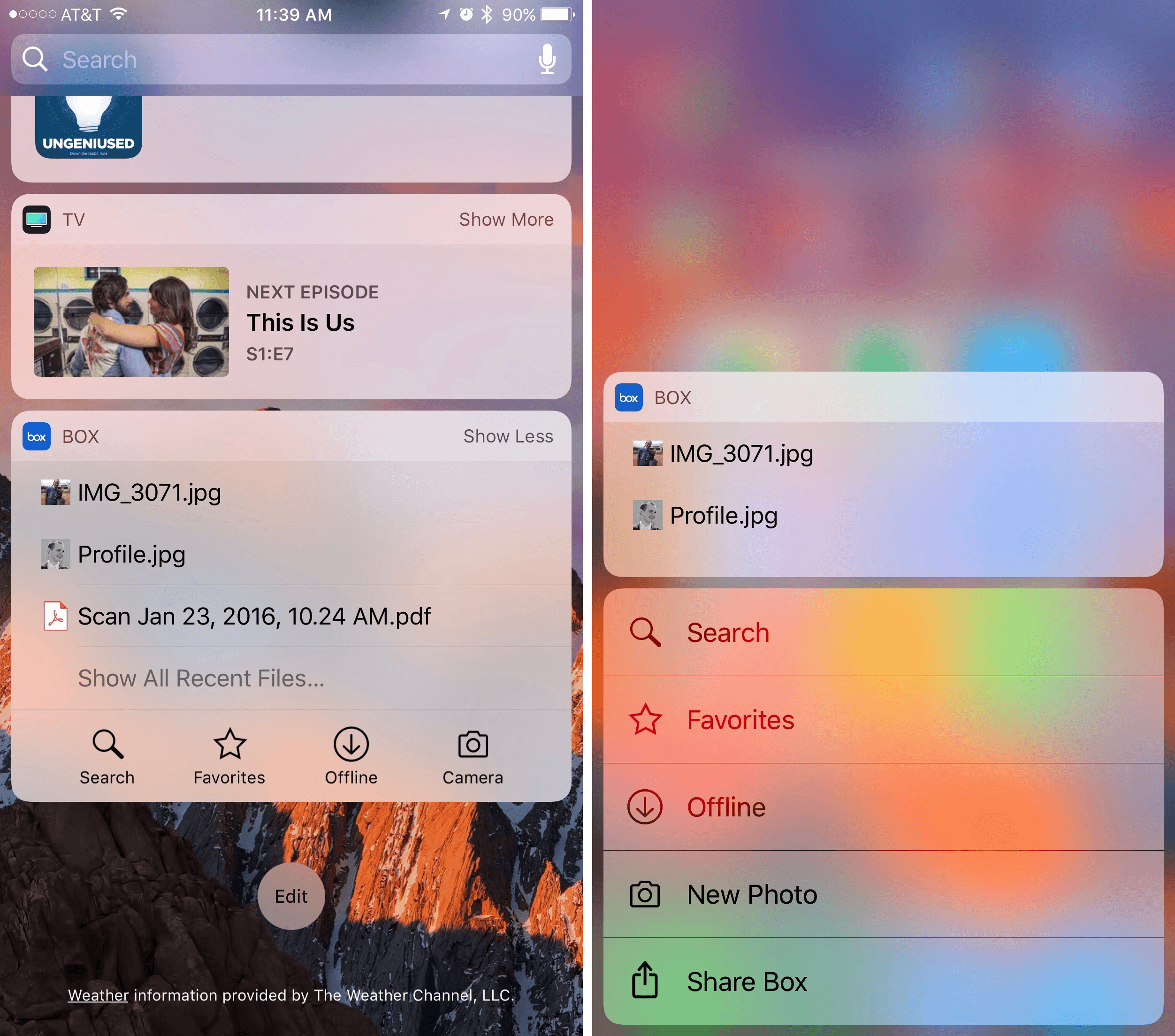 Quickly accessing files can also happen through Box's widget