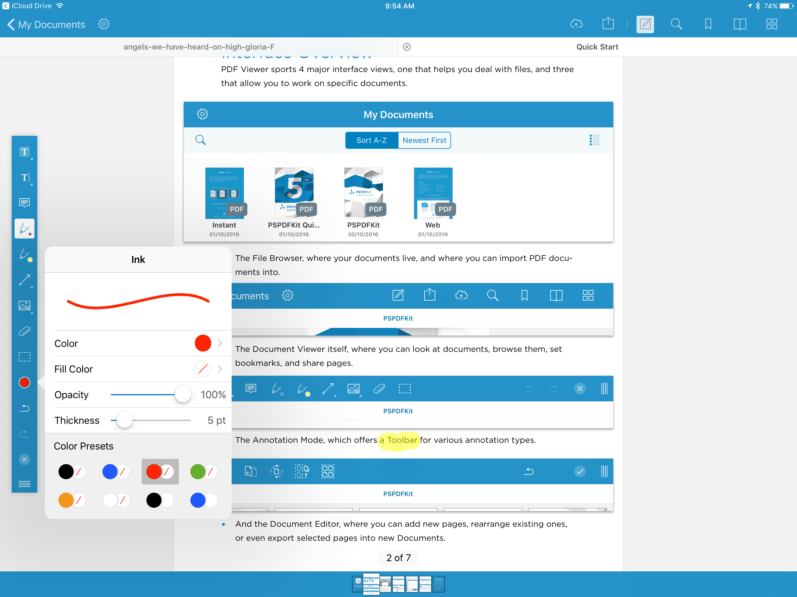 PDF Viewer includes a number of useful annotation options
